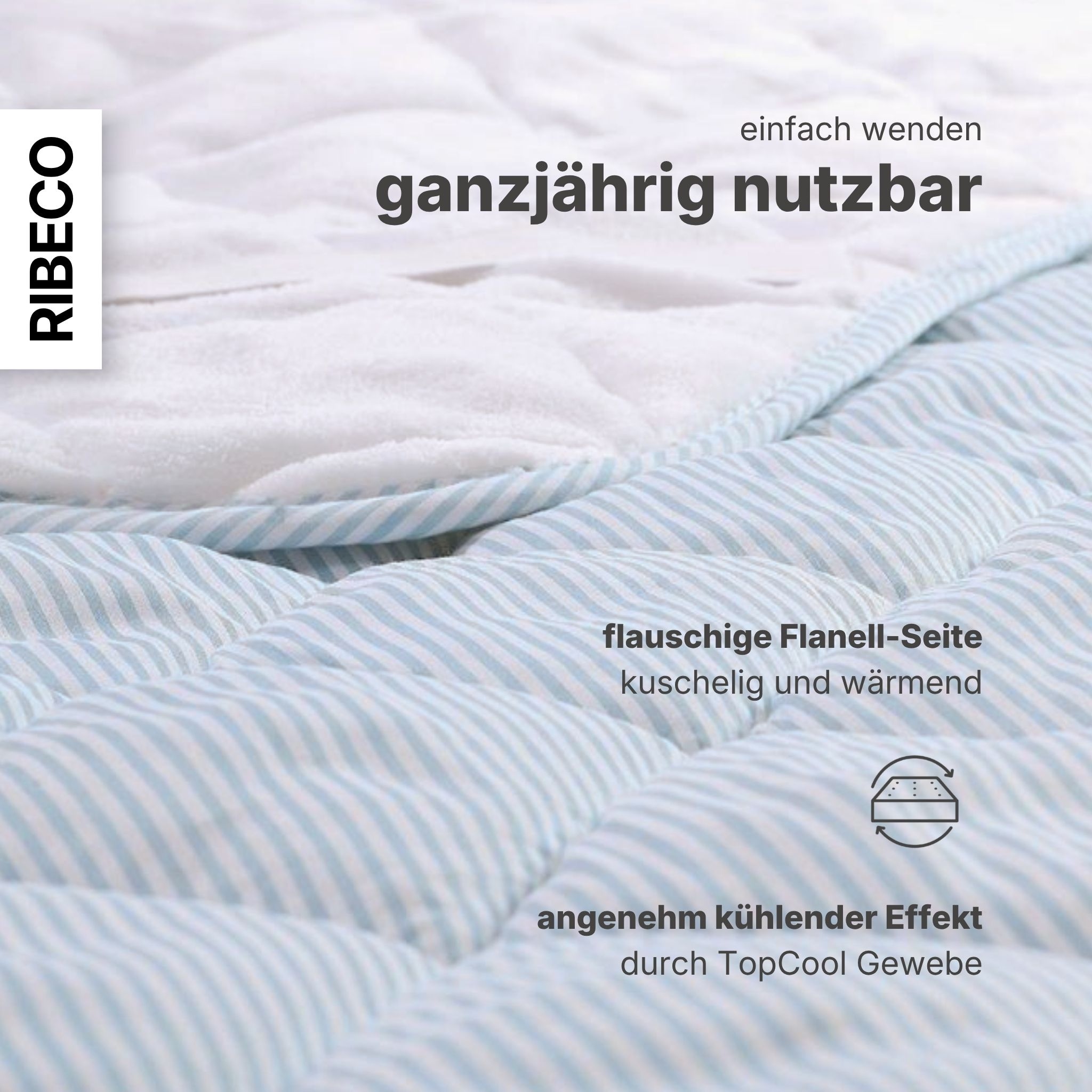 RIBECO Matratzenauflage »Top Cool, Auflage 90x200 cm, 120x200 cm, 180x200 cm, wendbar« Matratzenschoner, mit über 1.400 positiven Kundenbewertungen!