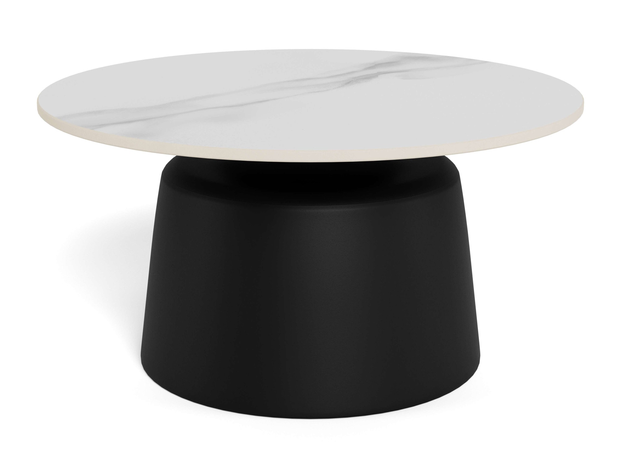 ACTONA GROUP Table basse »Santorini Kaffetisch - modern & stilvoll mit langlebiger Keramikplatte« Céramique blanche, cadre en acier noir, durable. Ø : 70 cm,