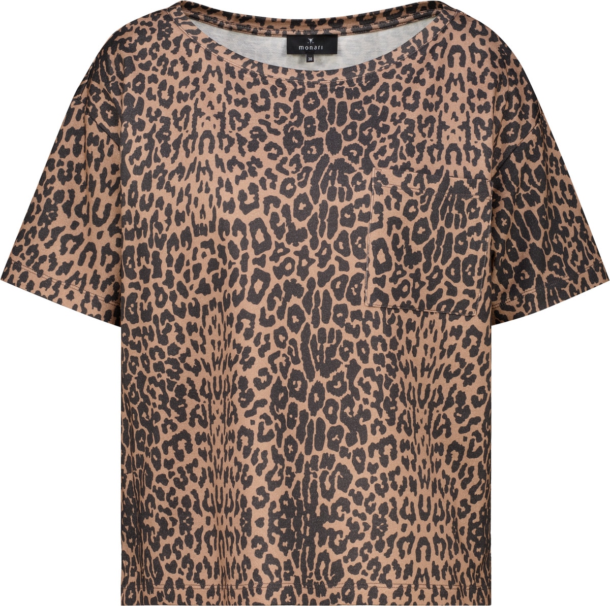 Monari T-Shirt »Shirt Leo allover« Rundhalsausschnitt, Kurzarm, Brusttasche, Leomuster