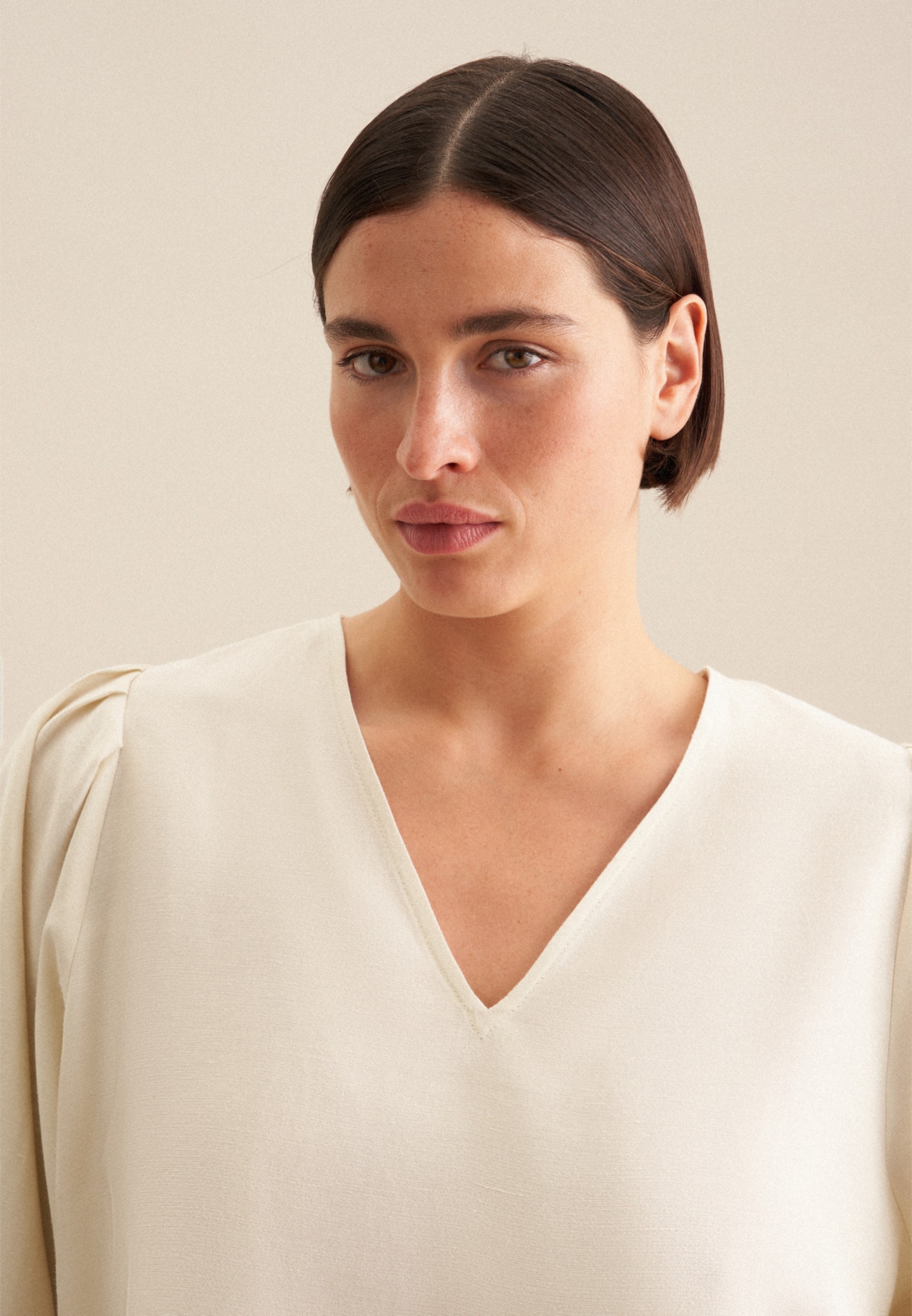 seidensticker Chemisier à chemise »Schwarze Rose« 3/4 V-Neck Uni