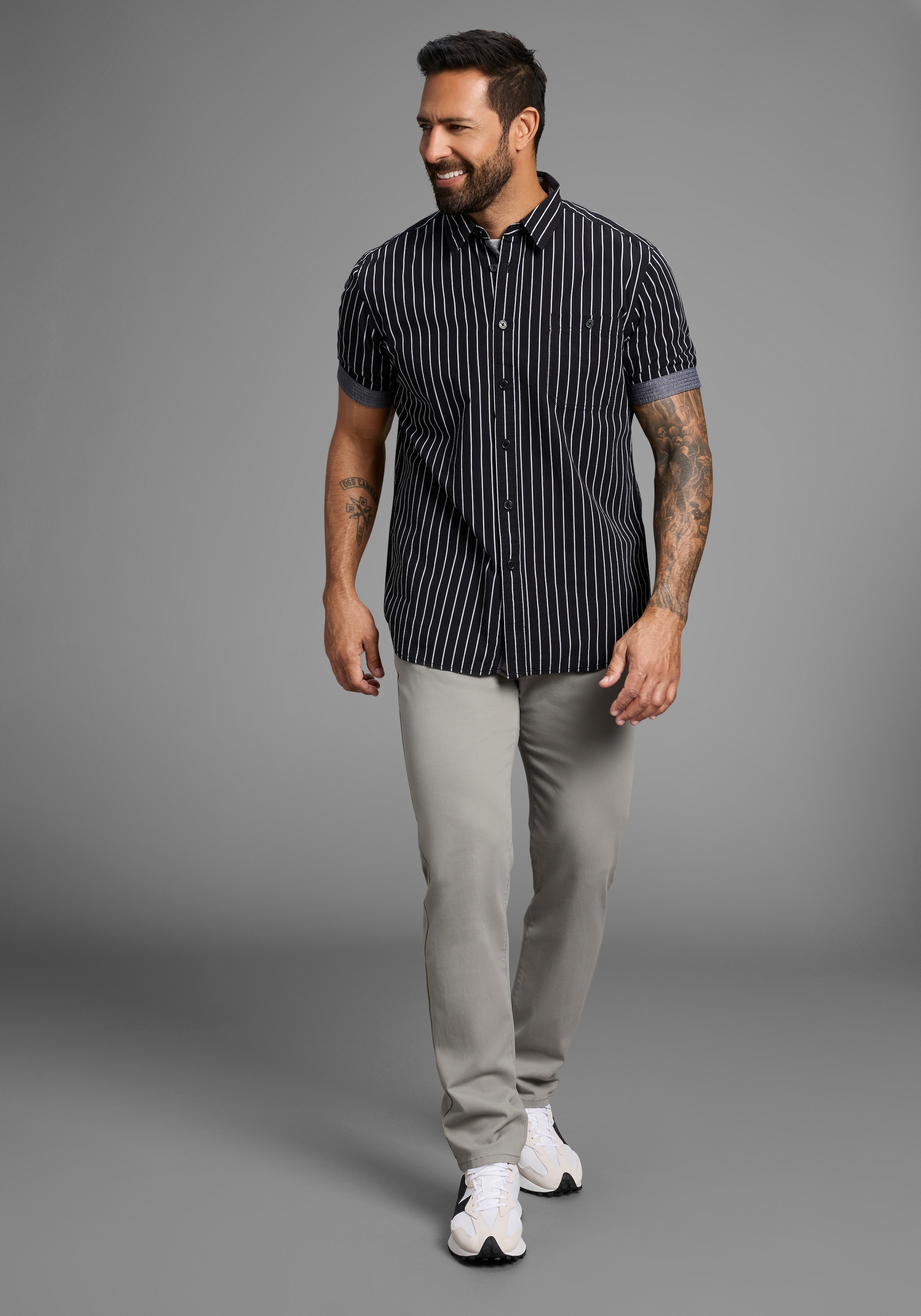 Man's World Chemise à manches courtes modern gestreift