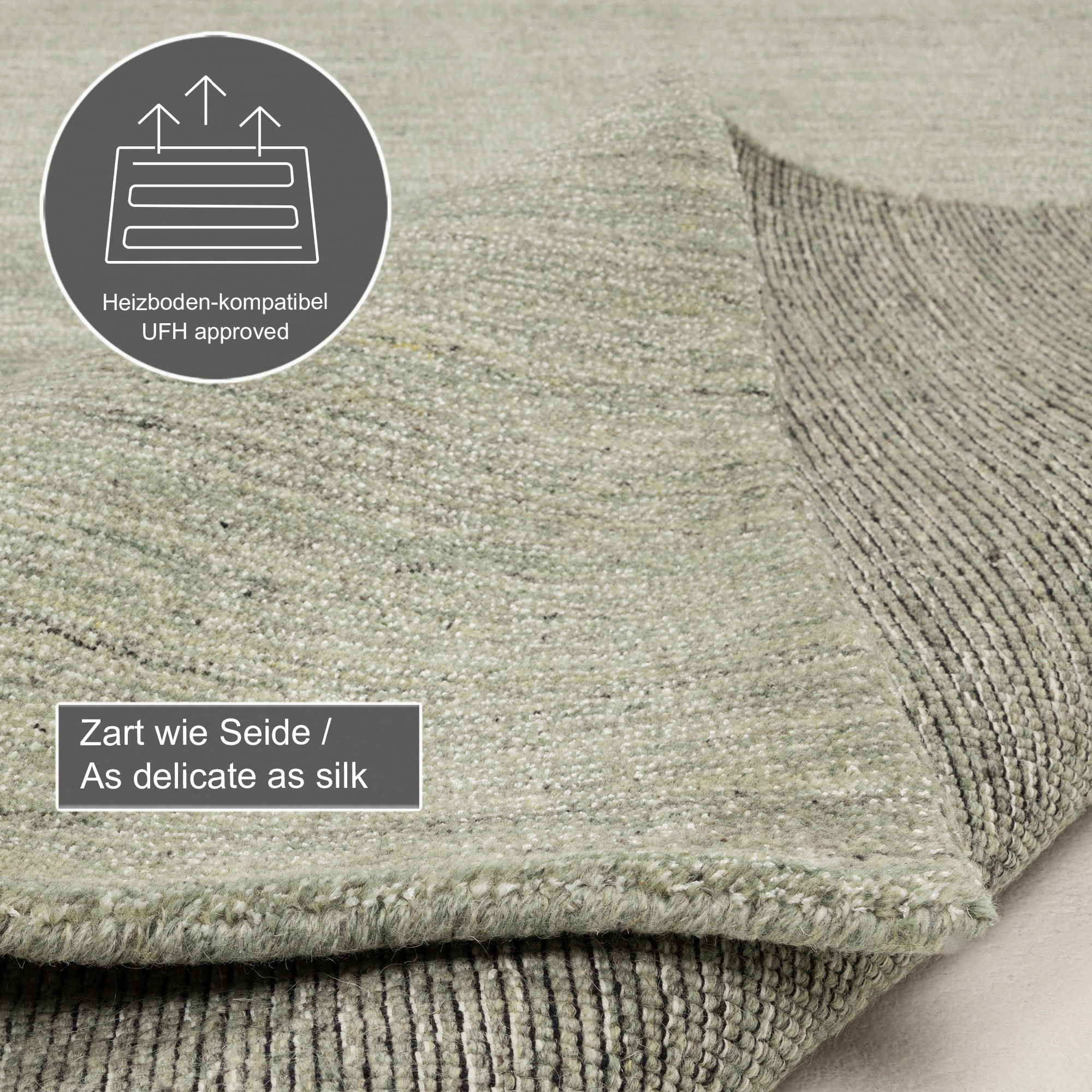 THEKO Teppich »San Diego« rechteckig 13 mm Höhe handgewebt, 60% Wolle, Knüpfoptik, meliert, leichter seidiger Glanz