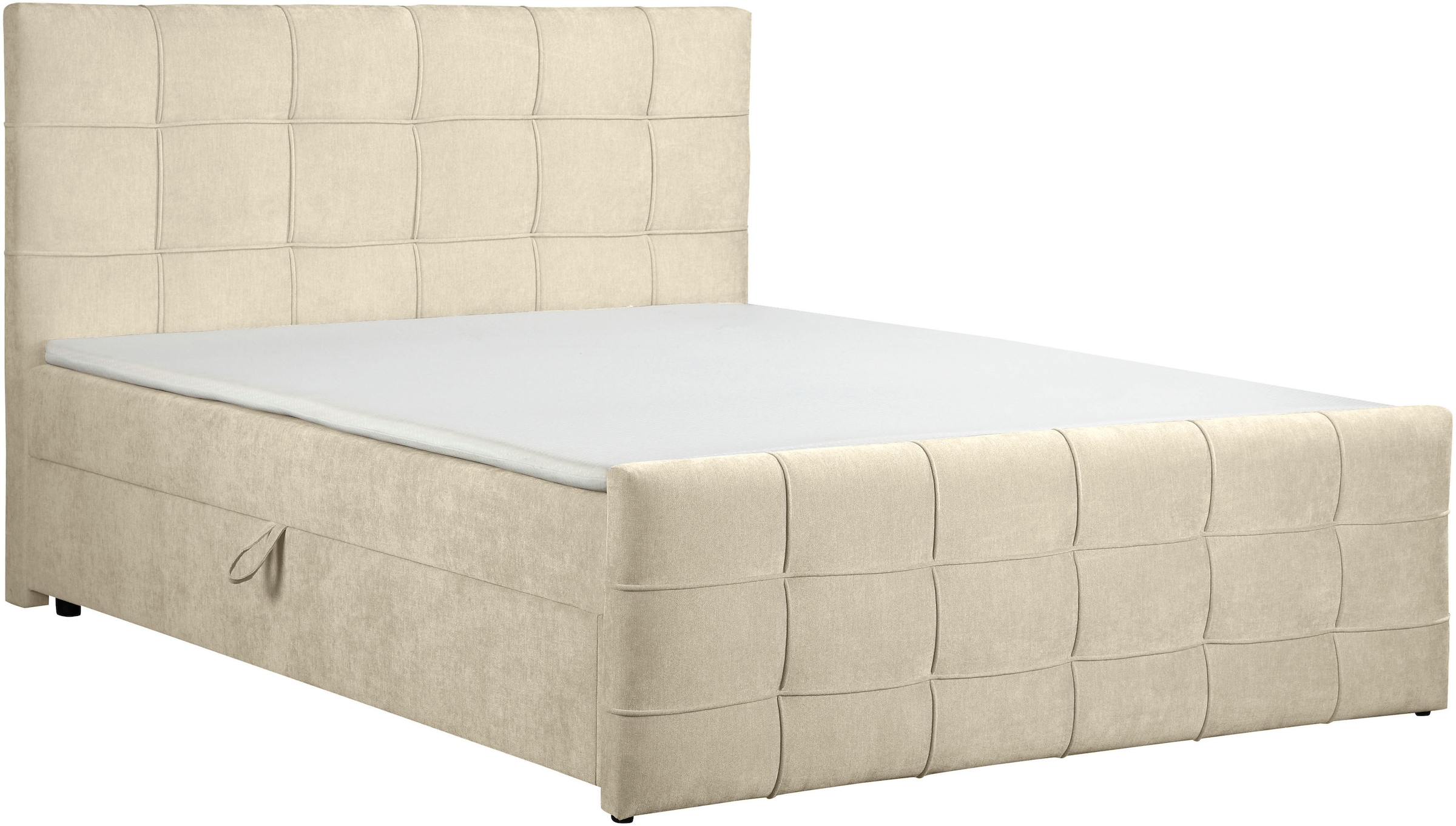 GOODproduct Lit de boxe »LILIENNE, Polsterbett mit Bettkasten und Taschenfederkernmatratze H3« avec surmatelas en mousse froide, revêtement en chenille, 160x200 & 180x200 cm
