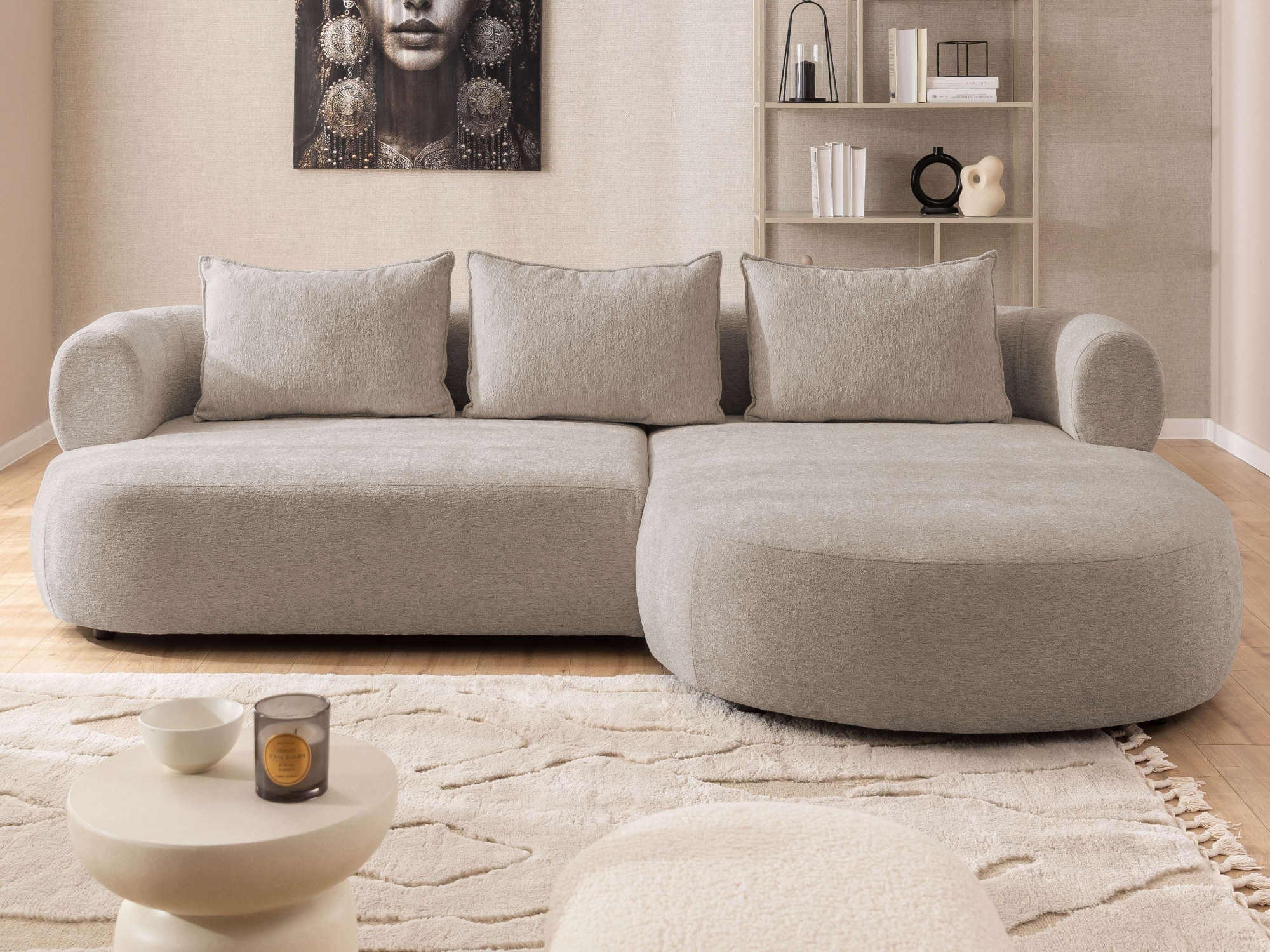 Home affaire Canapé d'angle »LUSSAC L-Form Design-Sofa mit Zierkissen, Masse B/T/H: 257/159/78 cm« grand confort d'assise et design moderne, canapé sans fonction lit