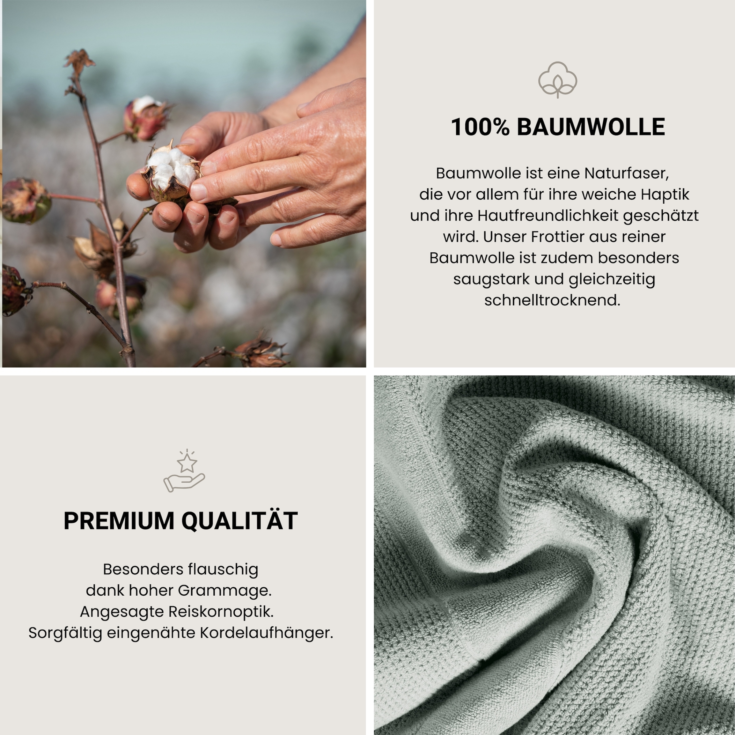 Schiesser Serviette de sauna »Turin in angesagter Reiskornoptik« Made in Green