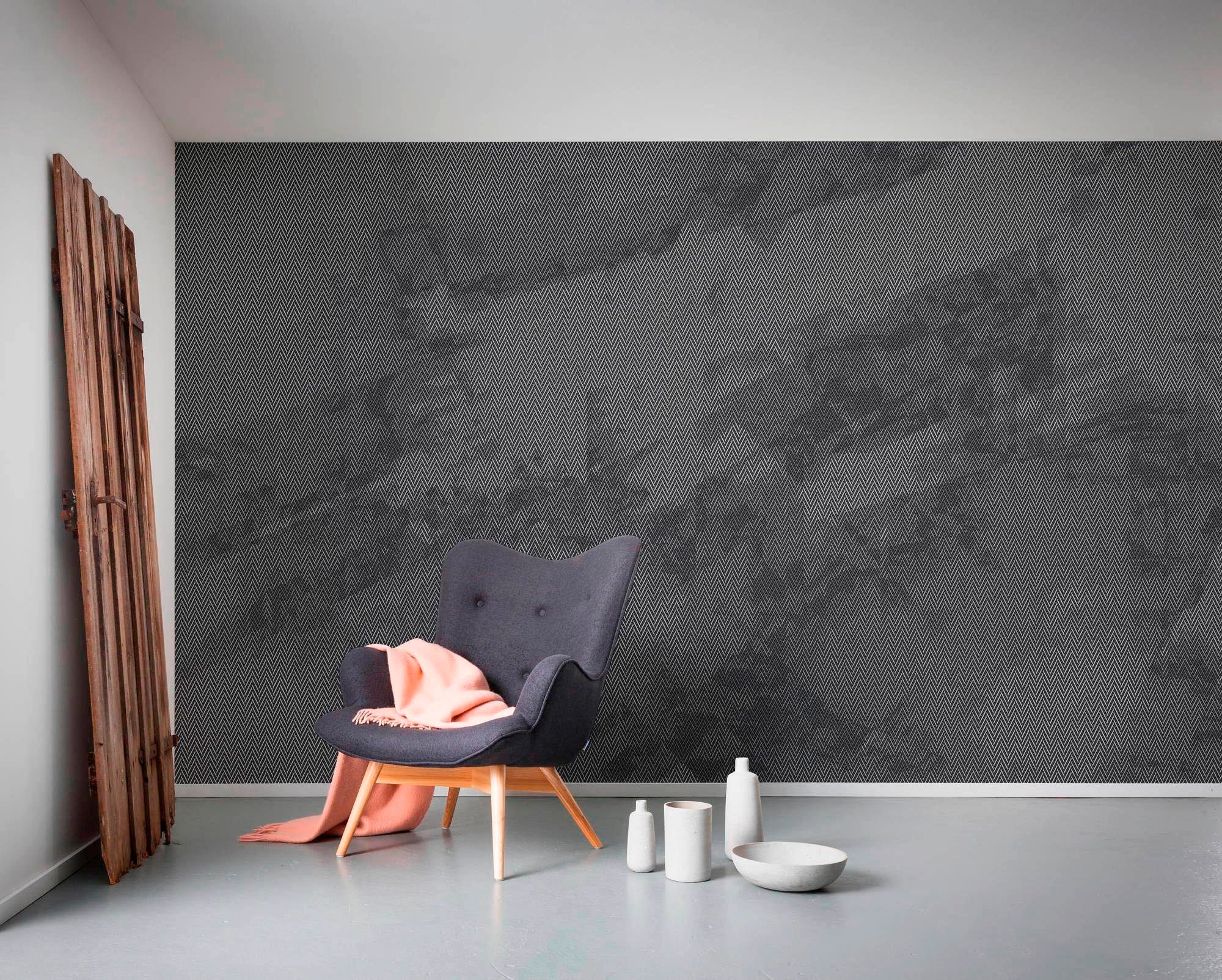 Komar Vliestapete »Digitaldruck Vlies -  Maya Tweed b/w - Grösse 400 x 250 cm« bedruckt glatt Wohnzimmer, Schlafzimmer