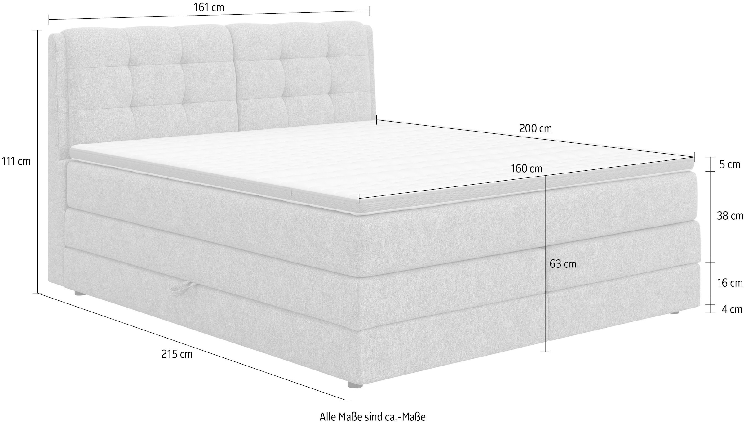 COTTA Boxspringbett »Fort II, in verschiedenen Breiten erhältlich - auch als Familienbett!« inkl. Bettkasten und Topper
