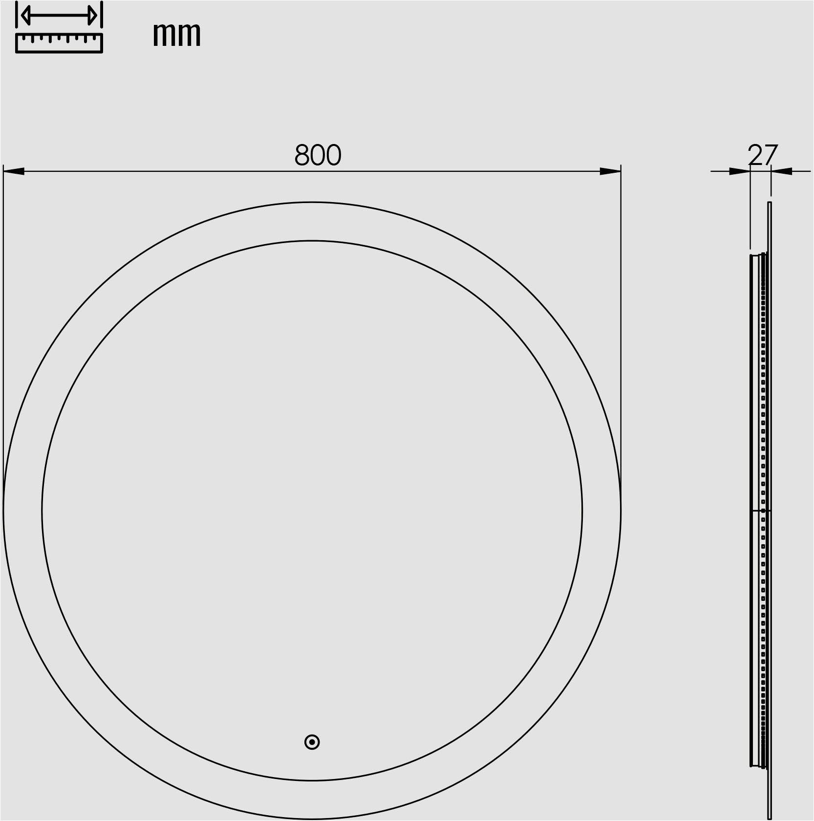 Loevschall Badspiegel »Vega Rund, Badzimmerspiegel mit LED Beleuchtung, Lichtspiegel« Touchpanel für Lichtsteuerung, Dimmbar Spiegel, Dänisches Design