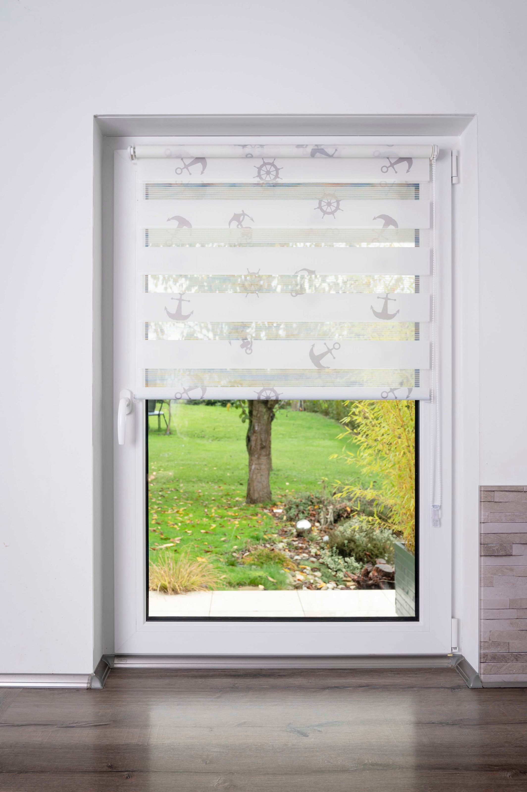 K-HOME Store double »MARITIM bedruckt« protection contre la lumière protection visuelle Aucun perçage requis suspendu librement Klemmfix, imprimé