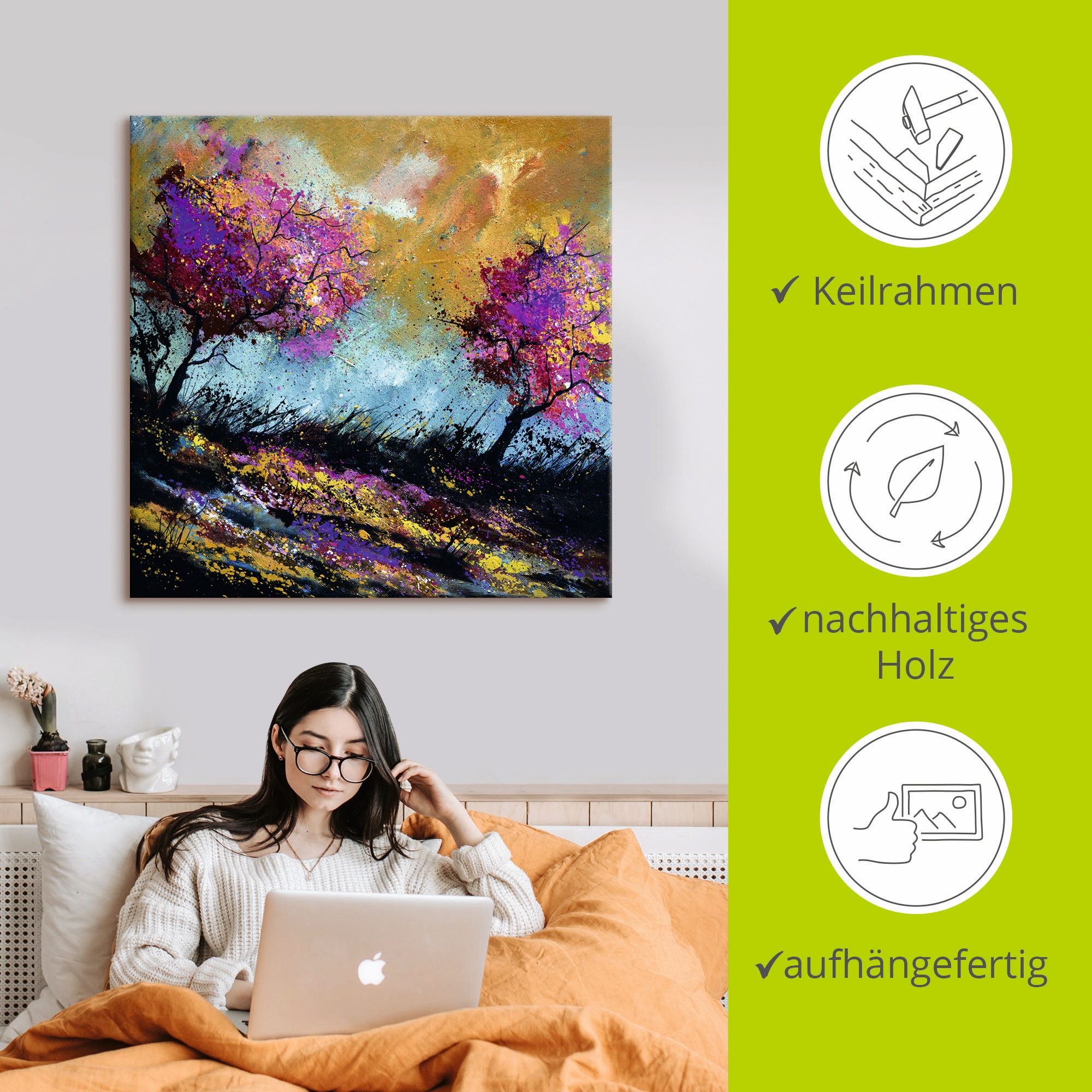 Artland Leinwandbild »Herbst-Eichen« Wiesen & Bäume 1 Stk. tlg. auf Holzrahmen gespannt