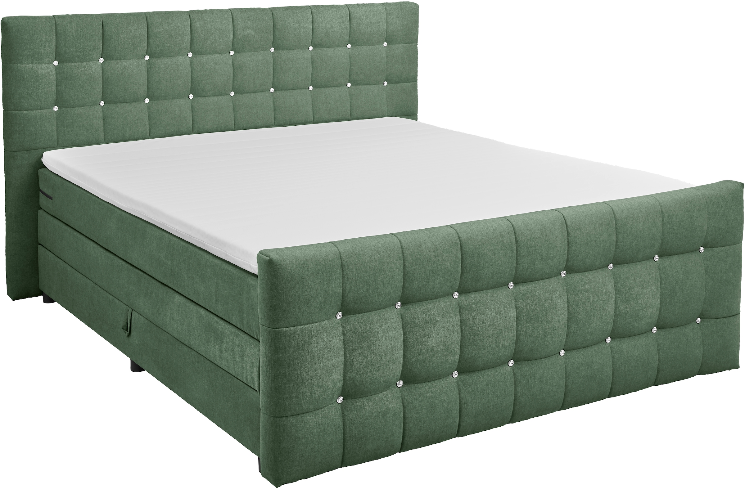 ED EXCITING DESIGN Lit boxspring »Loberie« mit Strasssteinen im Kopf- und Fussteil, inkl. Bettkasten