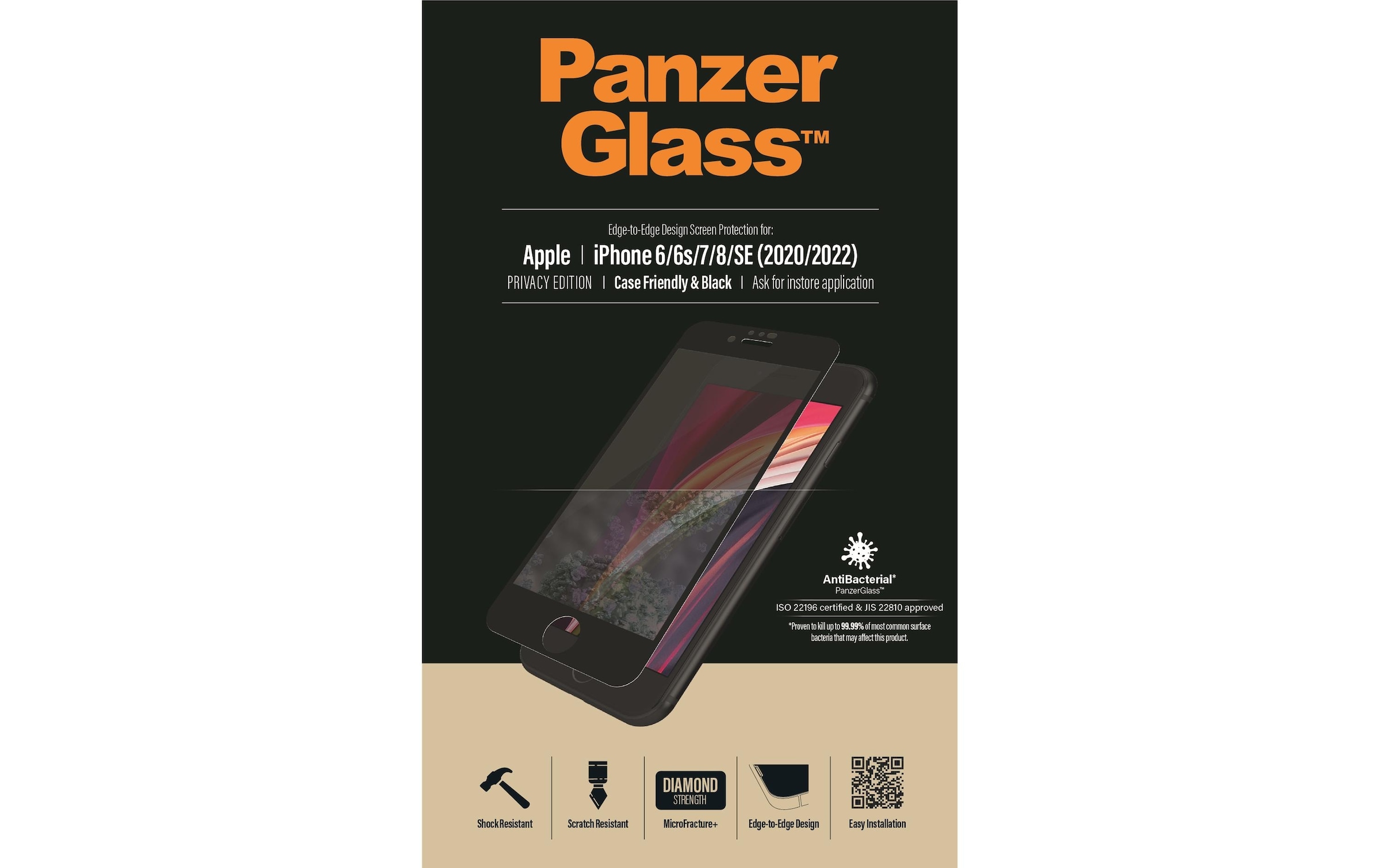 PanzerGlass Schutzfolie »Case« 100% bis an den Rand deckend, Mit Rahmen