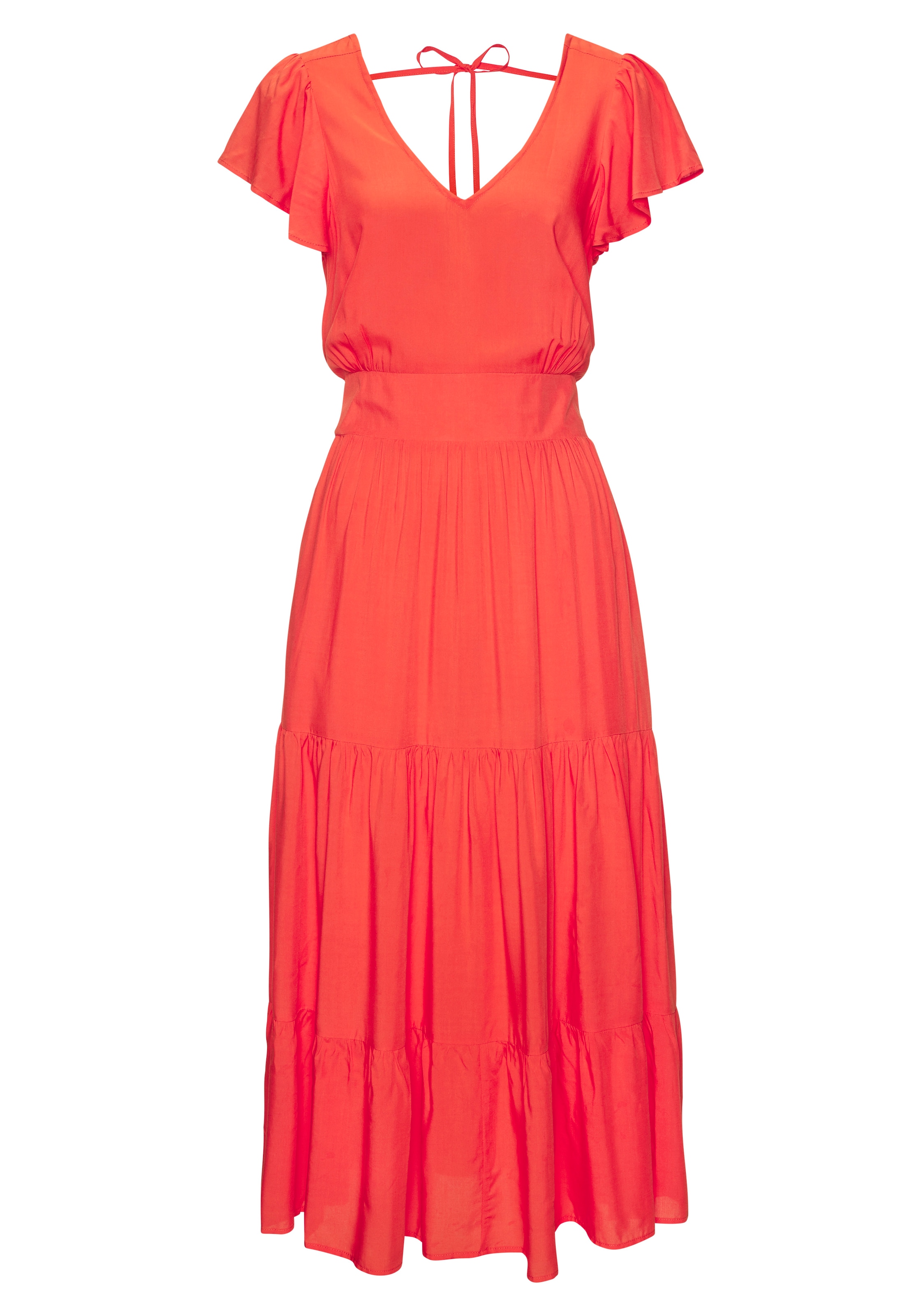 Vivance Robe midi Poches dans les coutures latérales avec col en V, robe d'été en tissu tissé