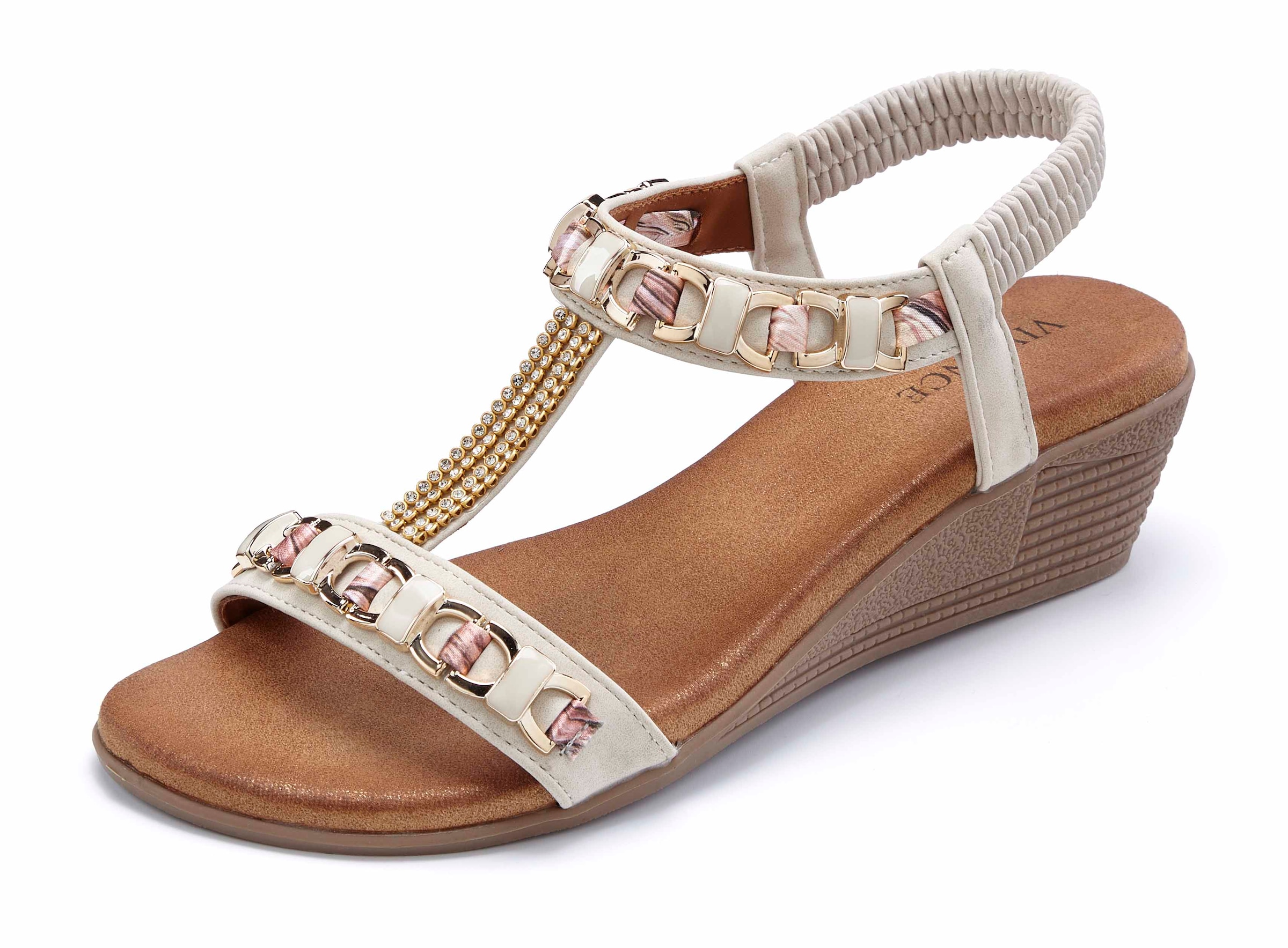 Vivance Sandales »Sommerschuh, offener Schuh, Sandale, Keilsandalette,«  avec lanières élastiques et talon compensé