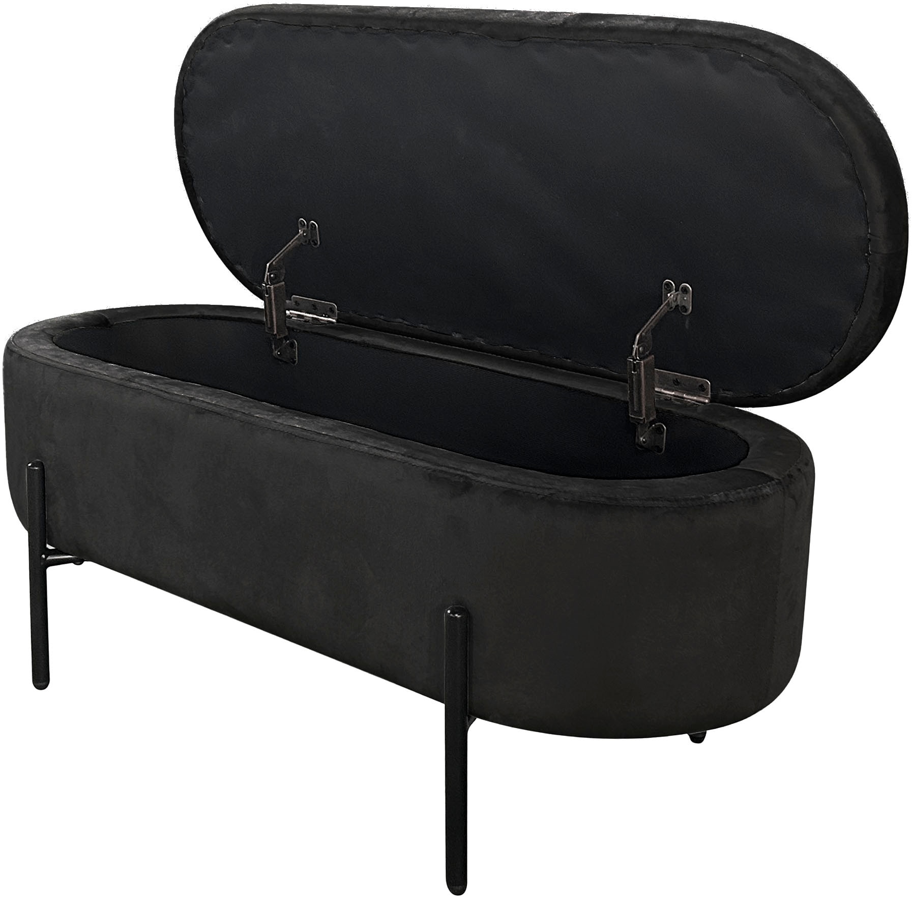 byLIVING Banc »NOVA« velours, avec espace de rangement/coffre, dimensions intérieures du coffre 26,5 x 83 cm, hauteur : 19 cm