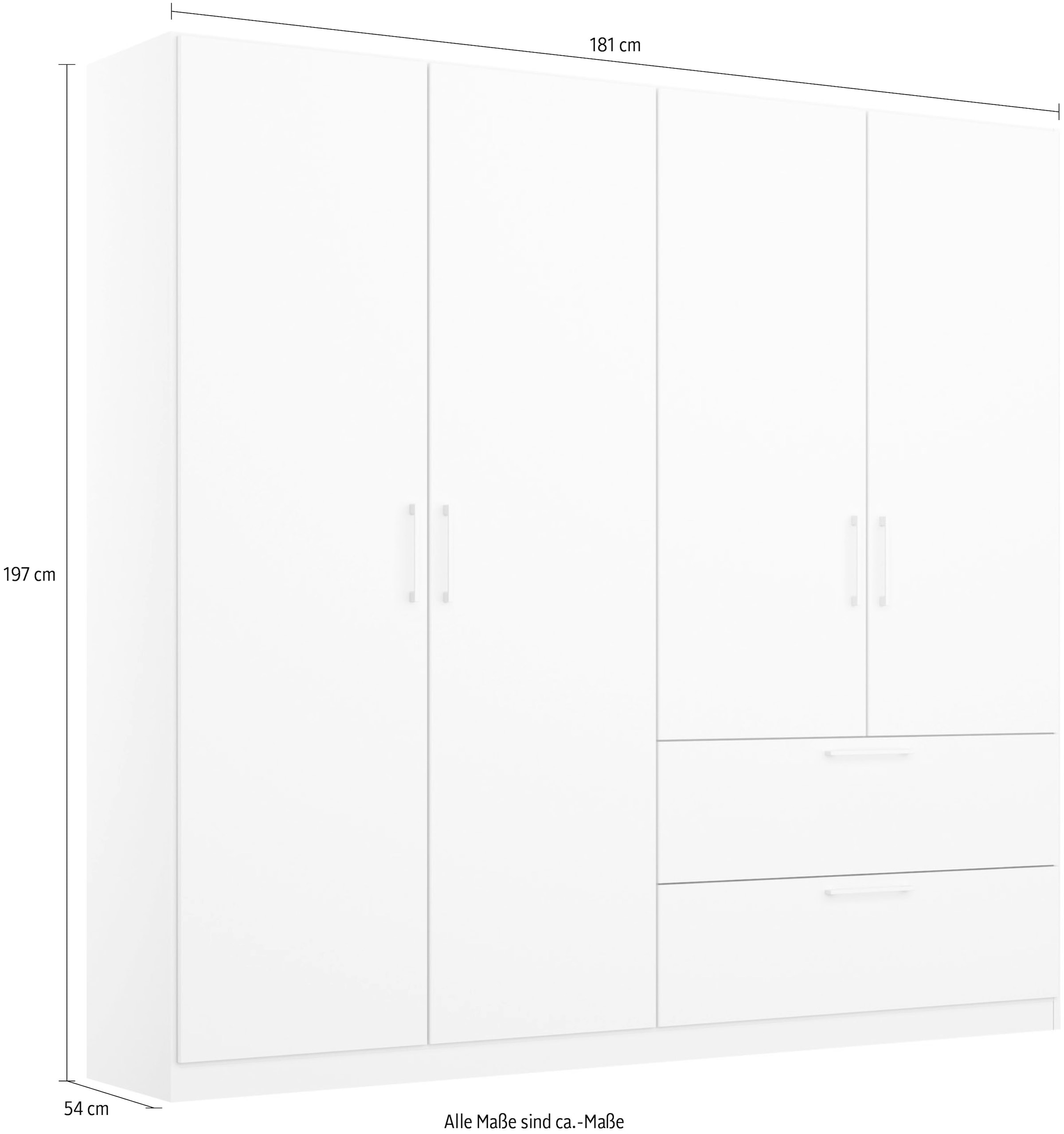 GOODproduct Armoire à portes battantes »Kleiderschrank Schrank Garderobe Wäscheschrank CHALLENGER« Largeurs 181/226 cm, hauteurs 197/210 cm,  poignées métalliques gris métal et tiroirs spacieux MADE IN GERMANY