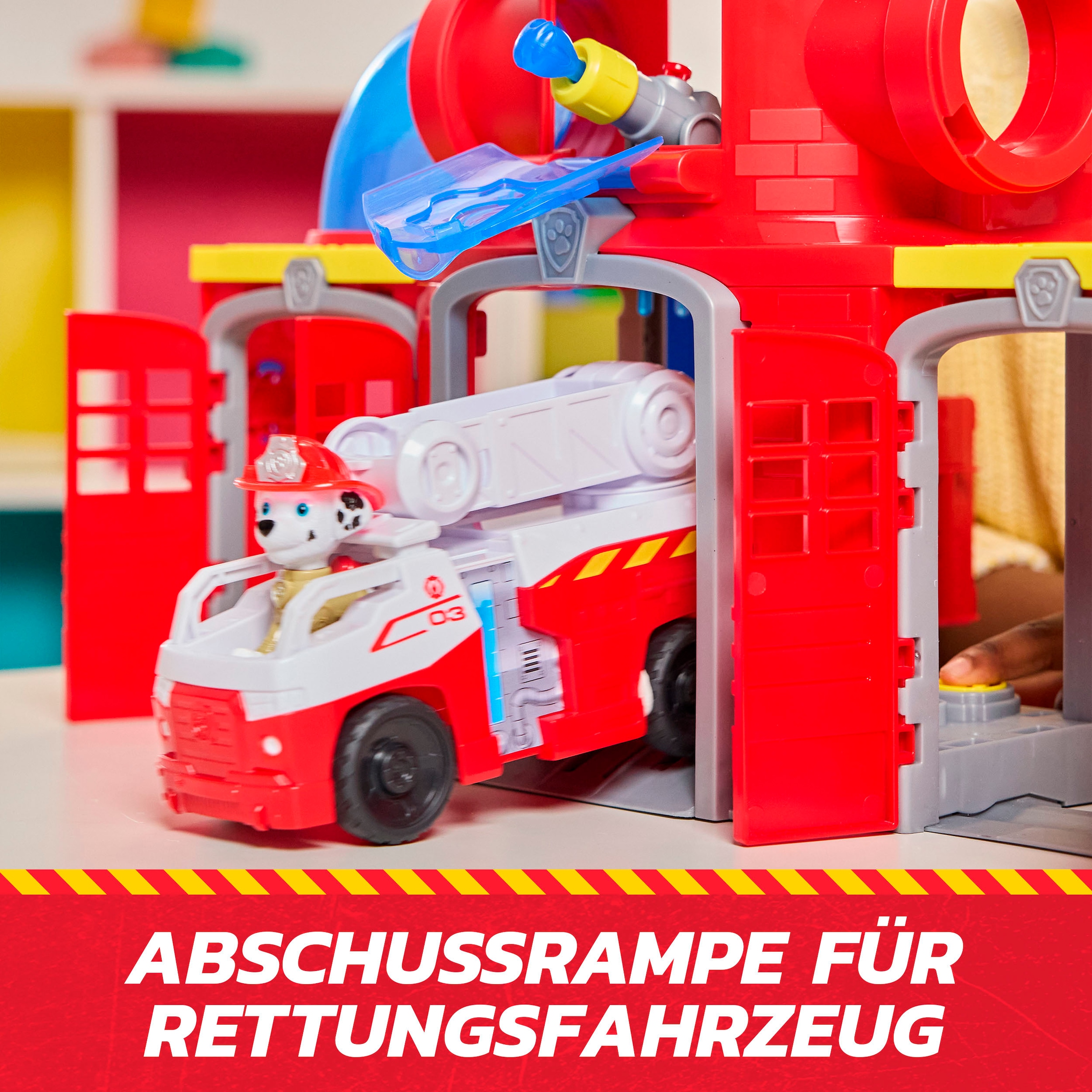 Spin Master Spiel-Feuerwehrwache »PAW Patrol Fire Rescue - Feuerwehr-Station« inkl. Marshall und Fahrzeug; mit Licht- und Soundeffekten