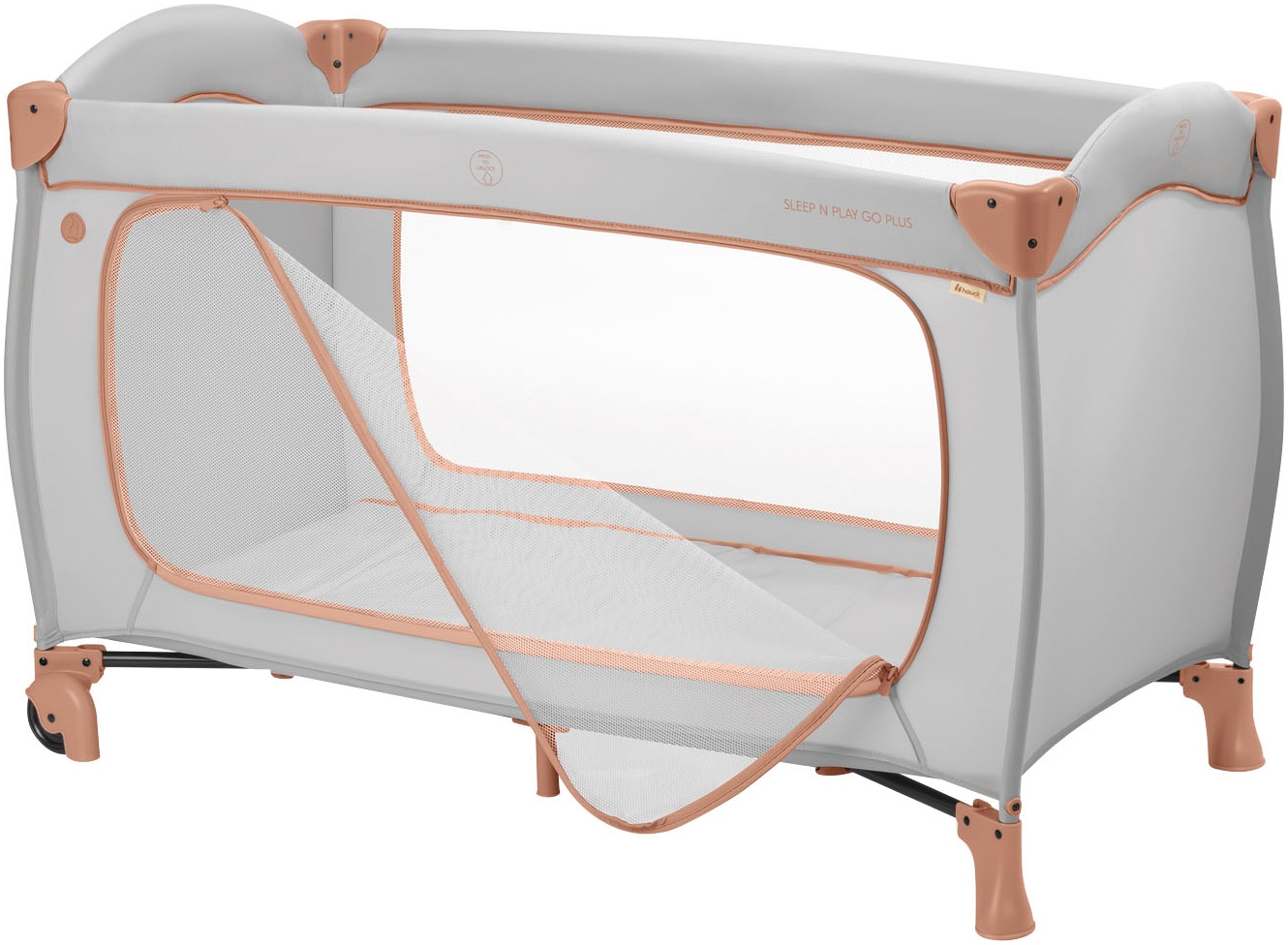 Hauck Baby-Reisebett »Sleep N Play Go Plus, Dusty Cork« mit integrierten Rädern; Vorderausstieg