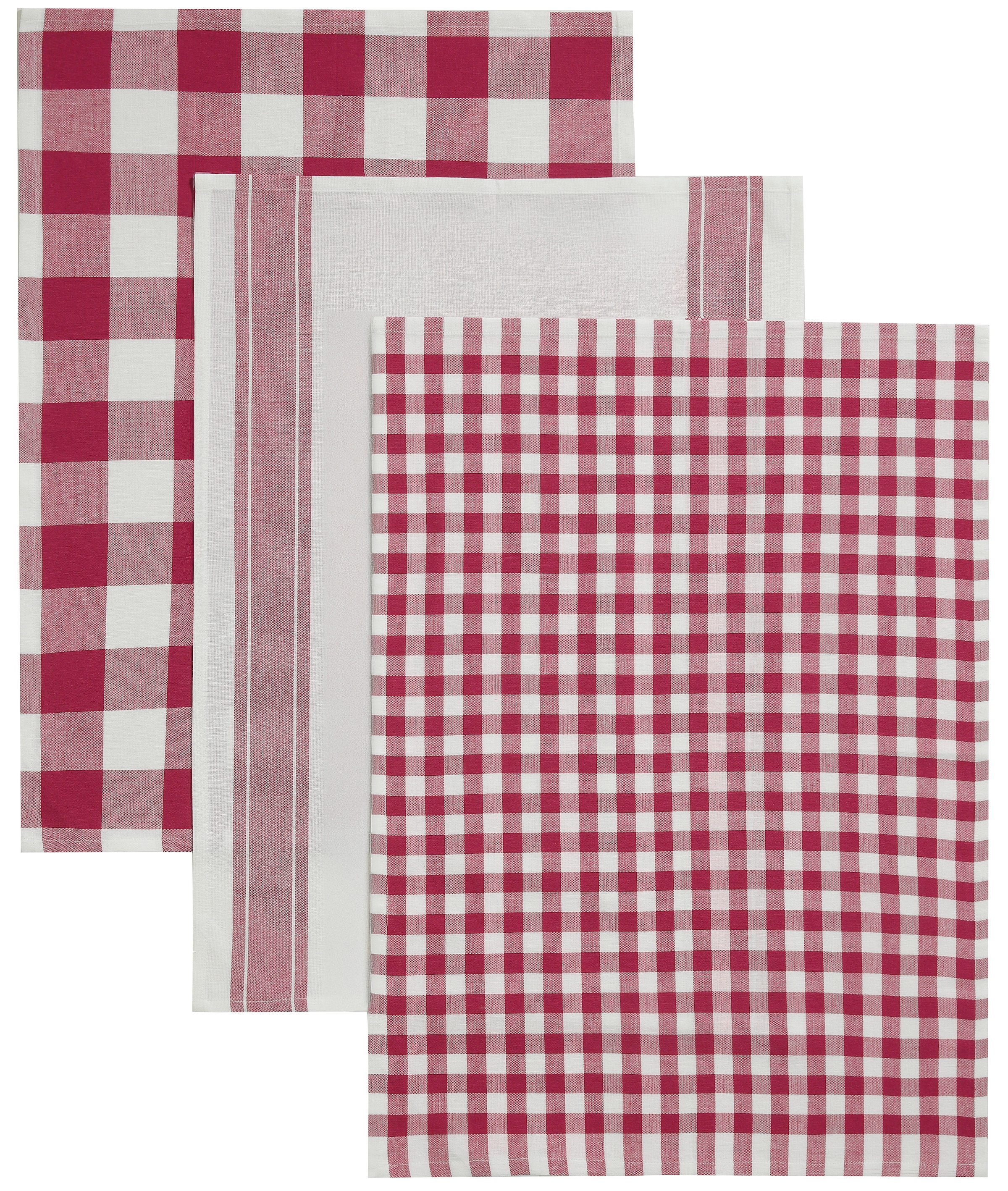 GOODproduct Chiffon à vaisselle »Ravven« 100 % Baumwolle, 70 × 50 cm, 3er-Set, Farbauswahl, Karo, Streifen