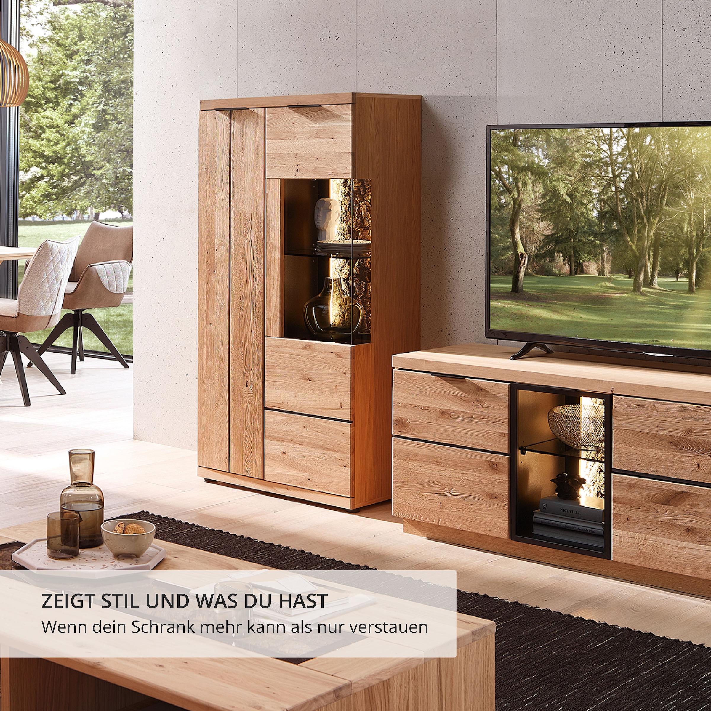 Wohnconcept Vitrines »Donna Vitrine, 75x148x42 (BxHxT)« 1 cuis tlg. Beleuchtung bestellbar, 2 türig, Softclose, Echtkork Absetzung