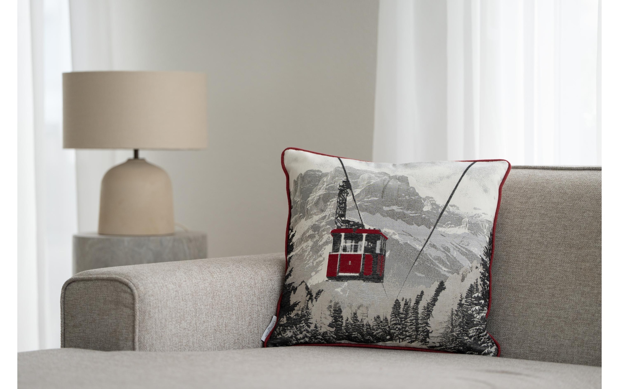 Casa Leon Housse de coussin »Kissen Seilbahn 45 x 45 cm, Beige/Rot«