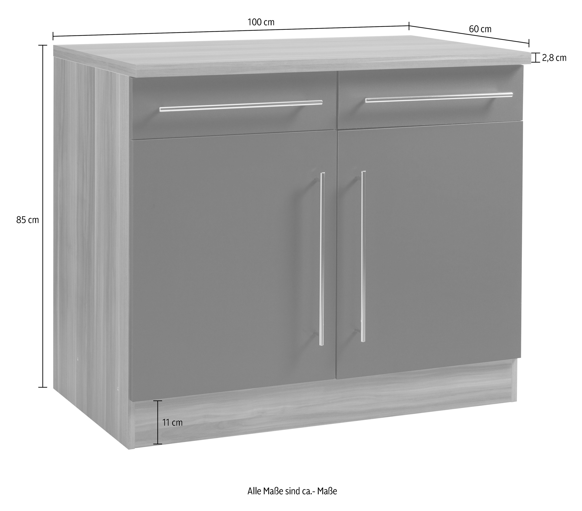 KOCHSTATION Unterschrank »KS-Samos« 100 cm breit
