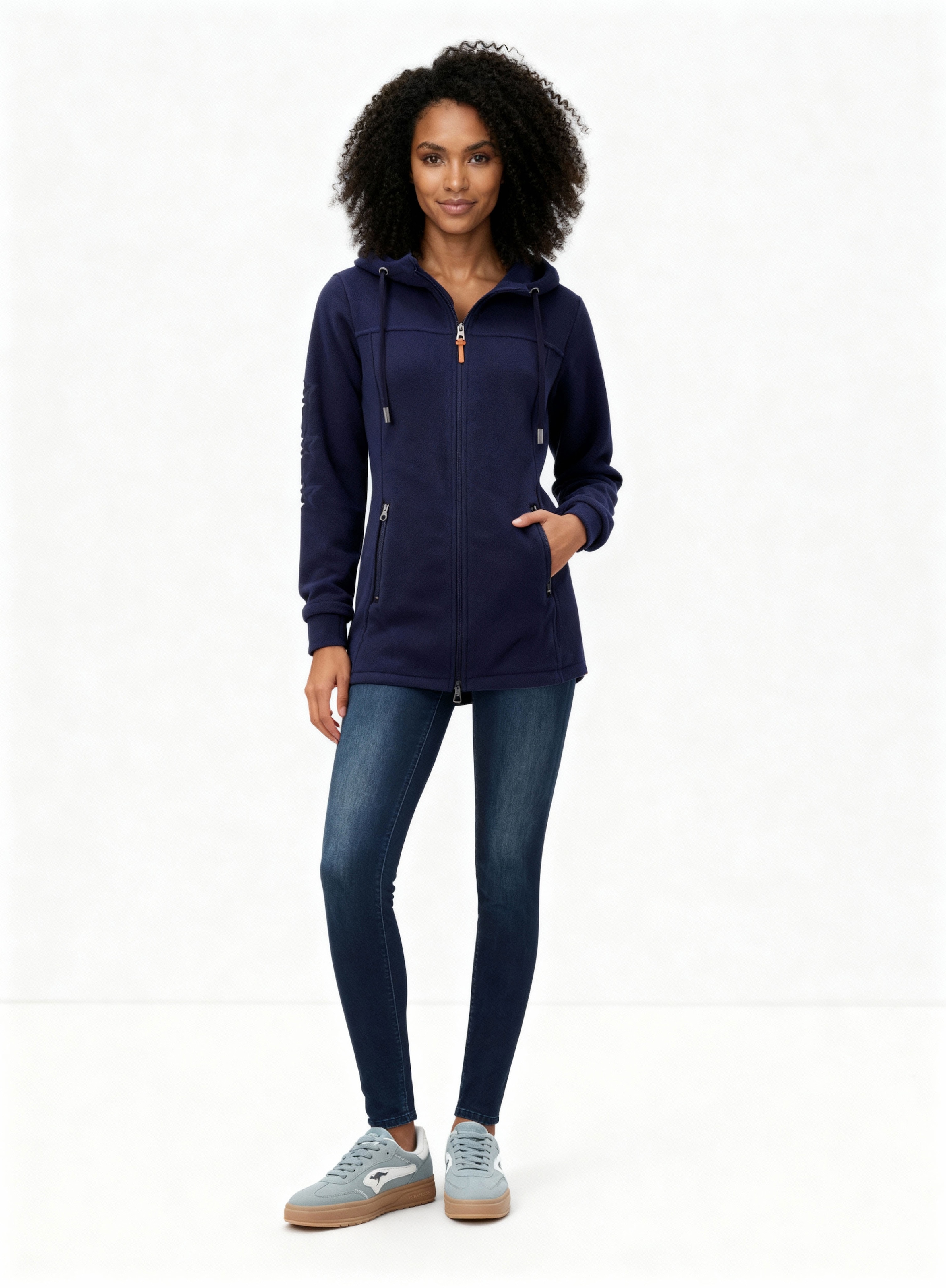 KangaROOS Fleecejacke mit Kapuze figurbetonter Schnitt,  mit Kapuze,  mit 2-Wege-Reissverschluss