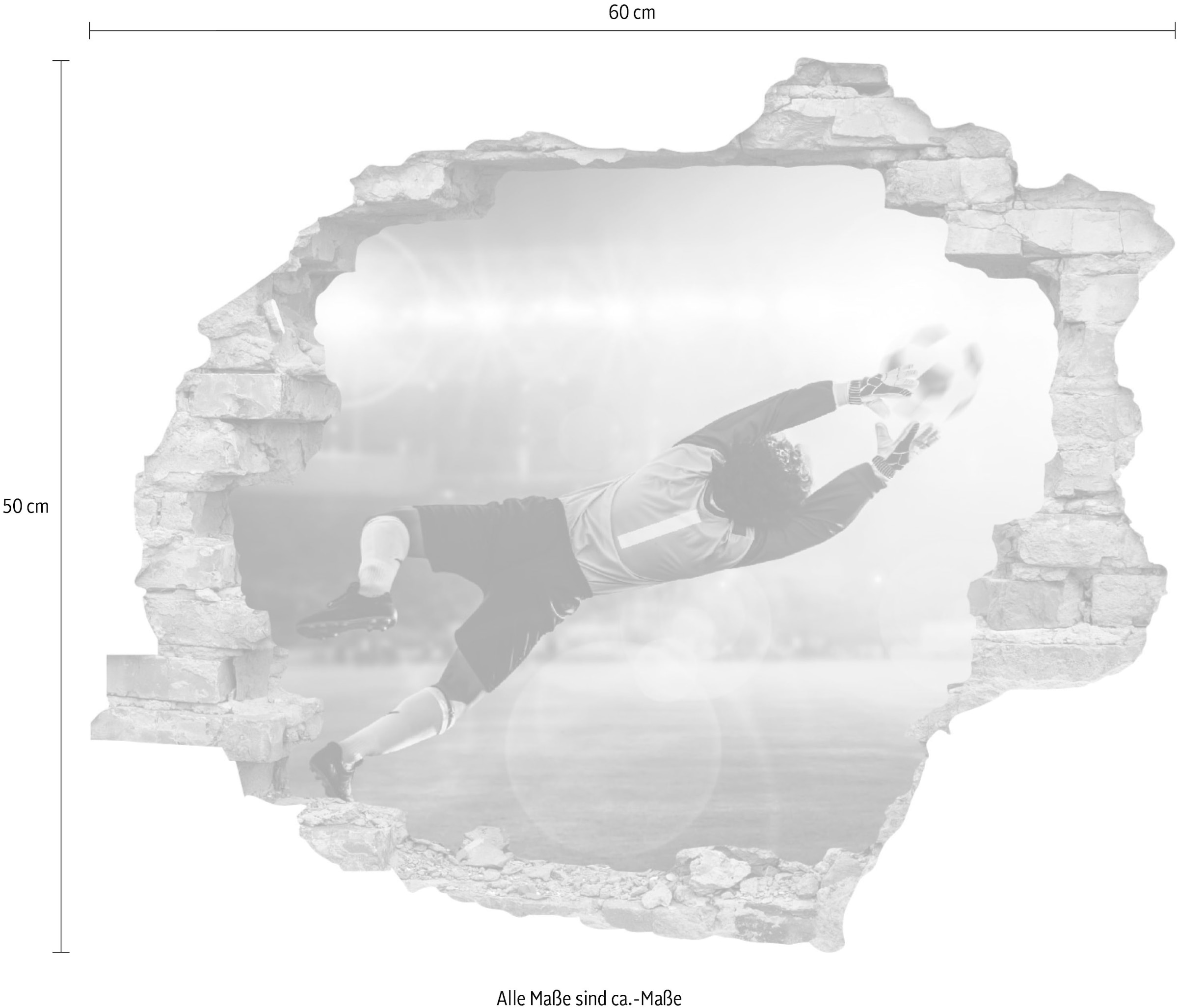 queence Wandtattoo »Torwart« Wandsticker, Wandbild, selbstklebend, 3D, Wanddurchbruch