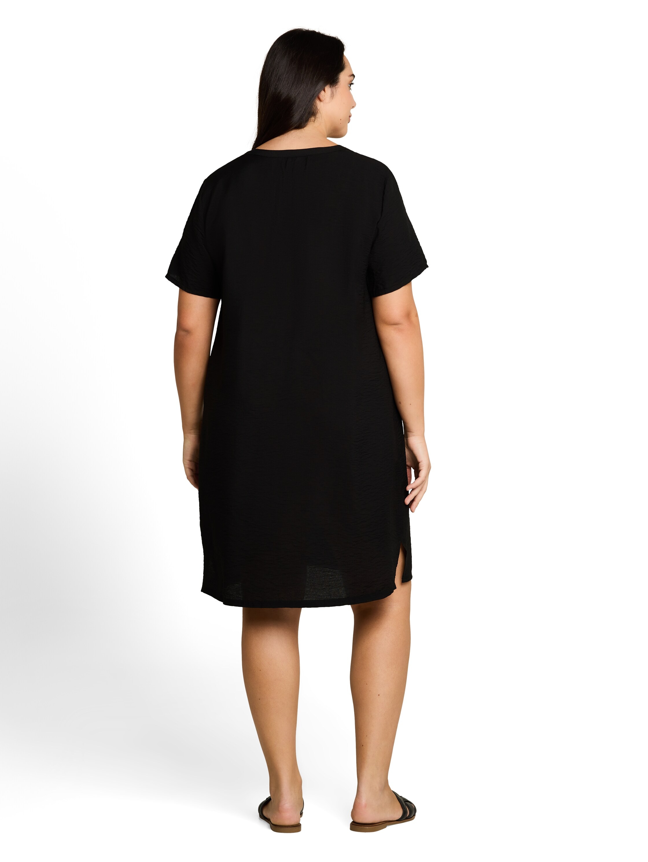 TOM TAILOR PLUS Blusenkleid Ohne Taschen Sommerkleid mit Split Neck