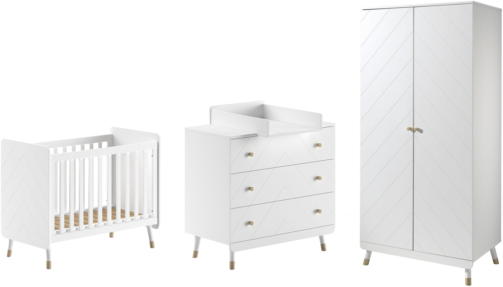 Vipack Ensemble de meubles pour bébé Fabriqué en Europe,  ensemble 4 pièces, tout pour la chambre d'enfant, finition satin blanc laqué