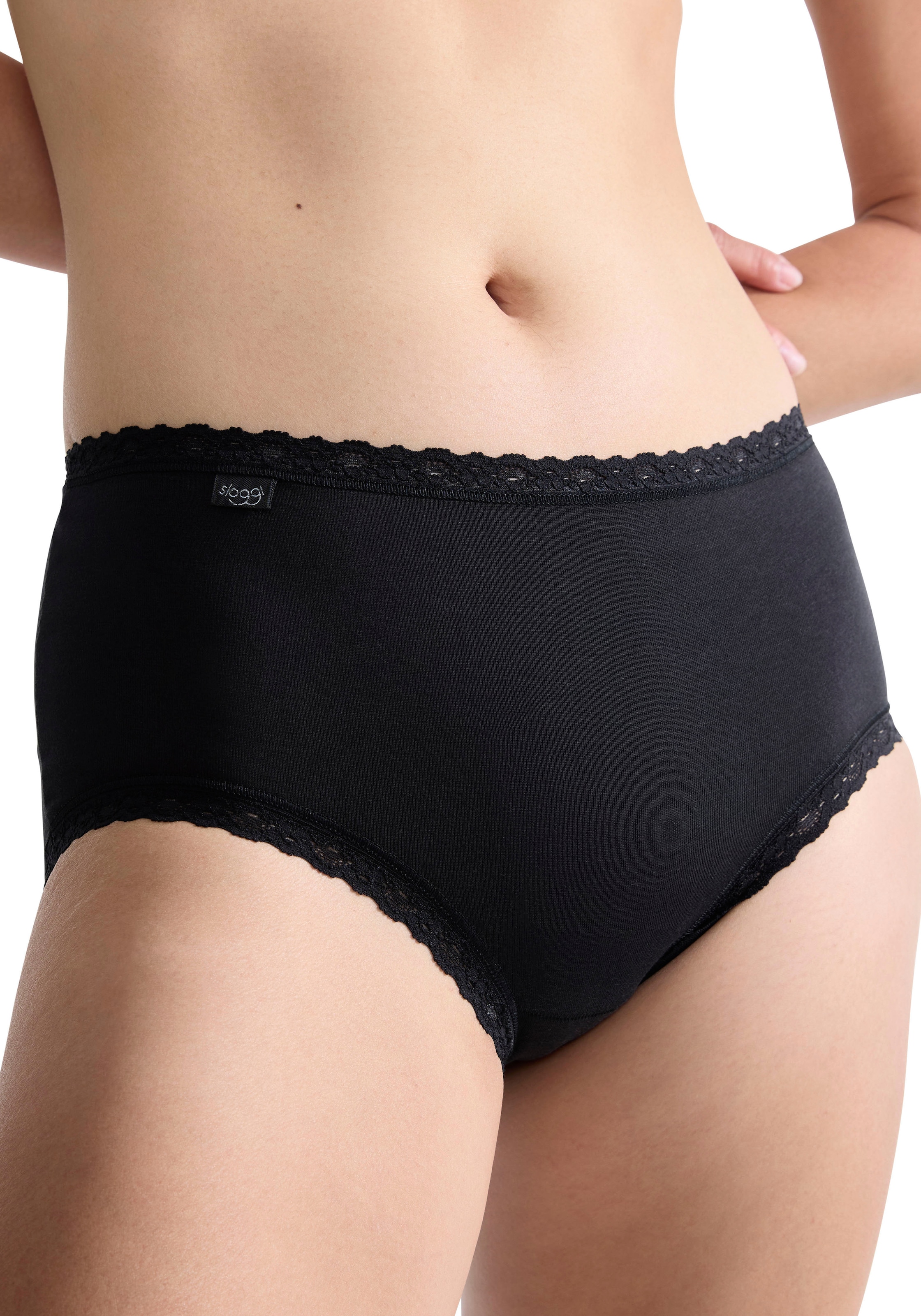 sloggi Midislip »24/7 Cotton Lace« 3er Pack,  mit zarter Spitze, Baumwollmischung. blickdicht, hüftiger Schnitt