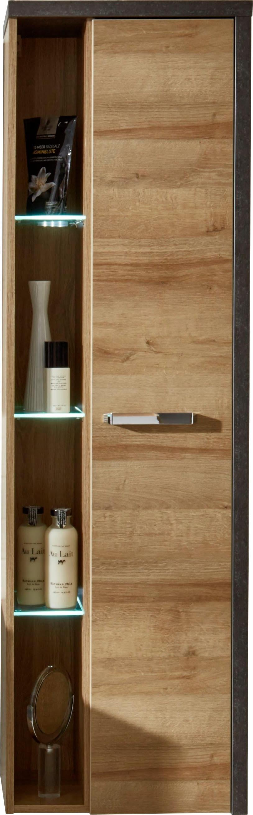 welltime Armoire haute »Bilbao« Hänge-Badschrank mit innen verspiegelter Tür und 3 Glasböden