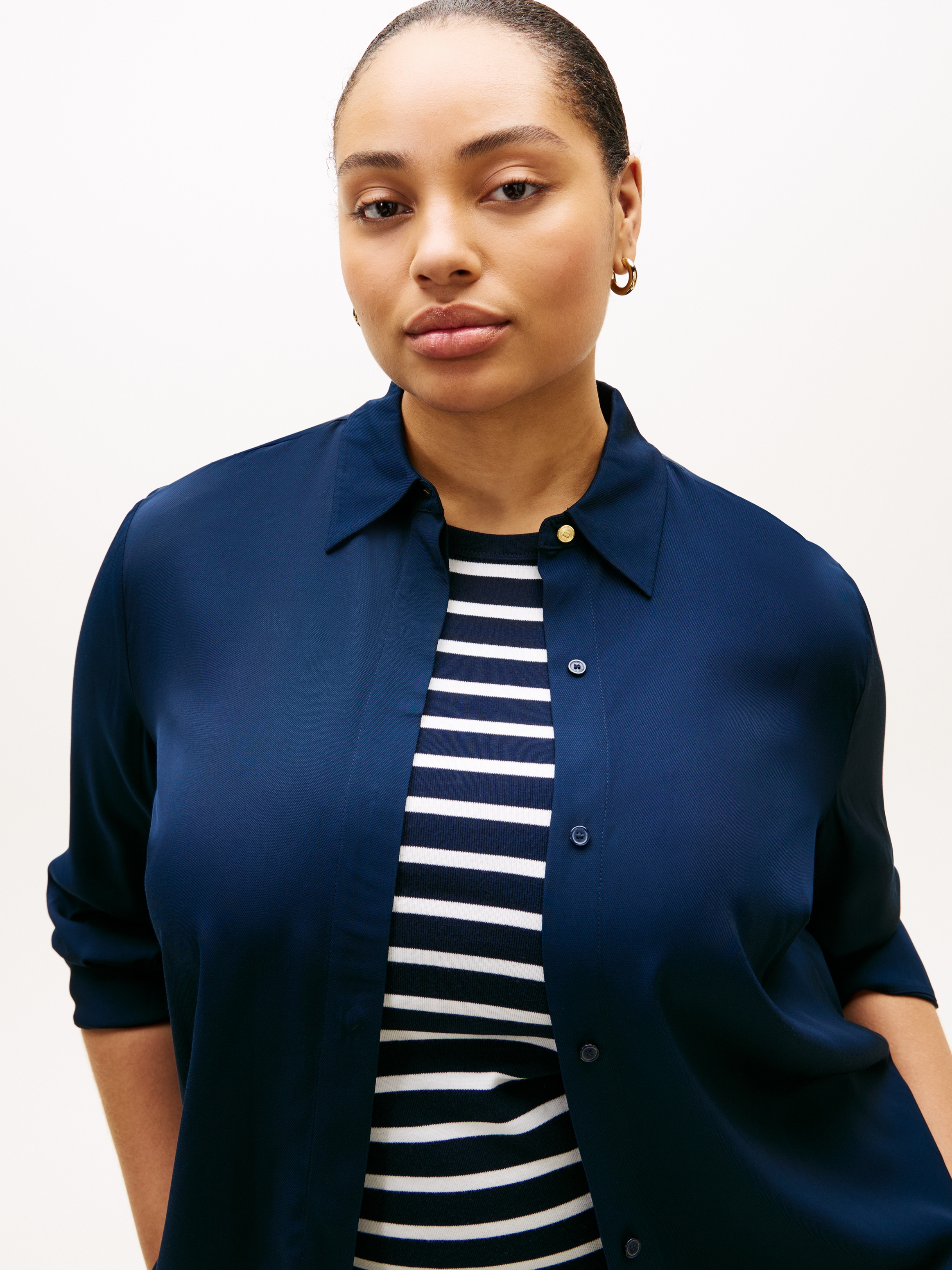 Tommy Hilfiger Curve Hemdbluse »CRV VIS TWILL BUTTON UP SHIRT« in grossen Grössen