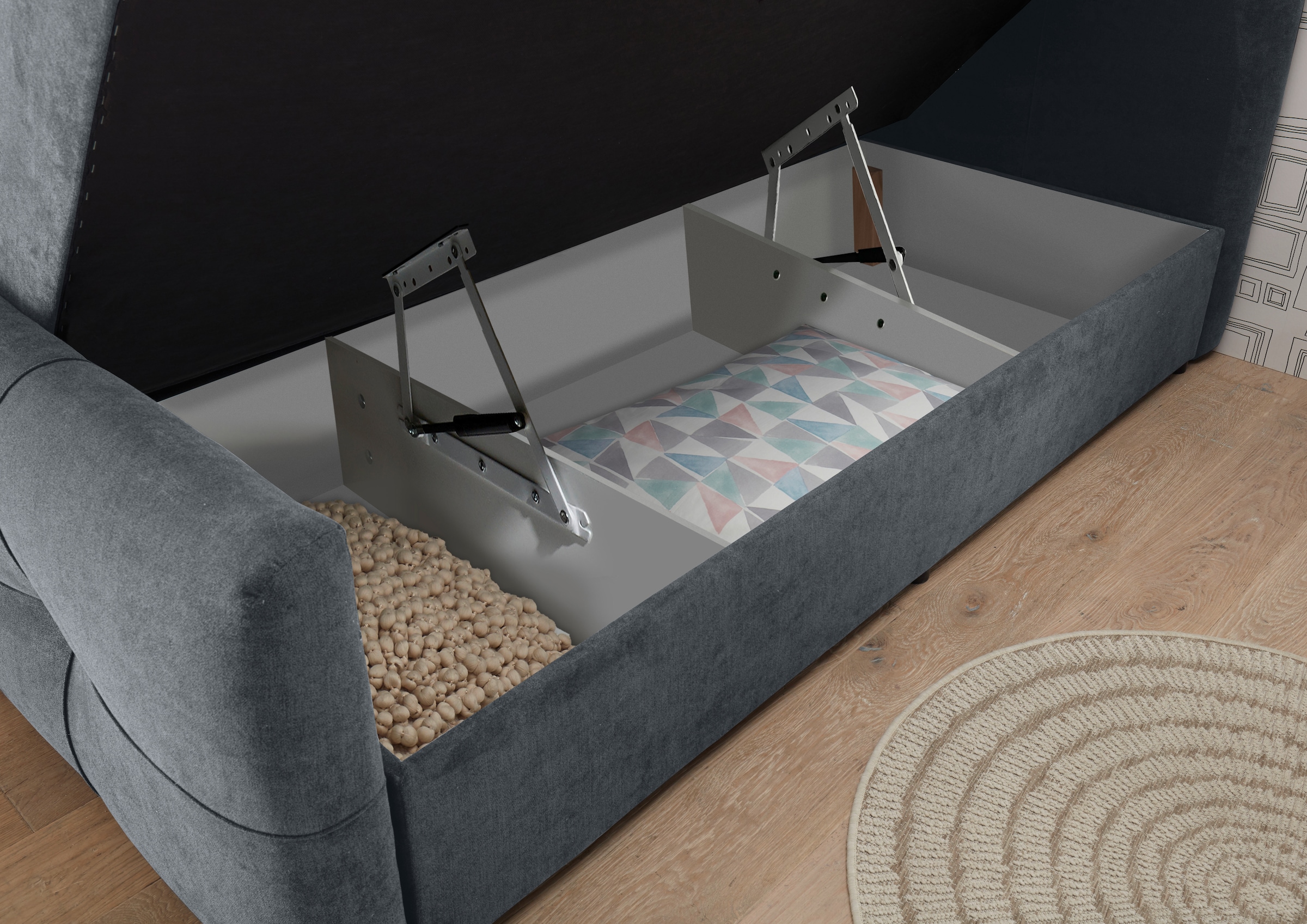 ED EXCITING DESIGN Lit de boxe »Winnipeg« 5 cuis tlg. incl. deux coffres de lit et surmatelas