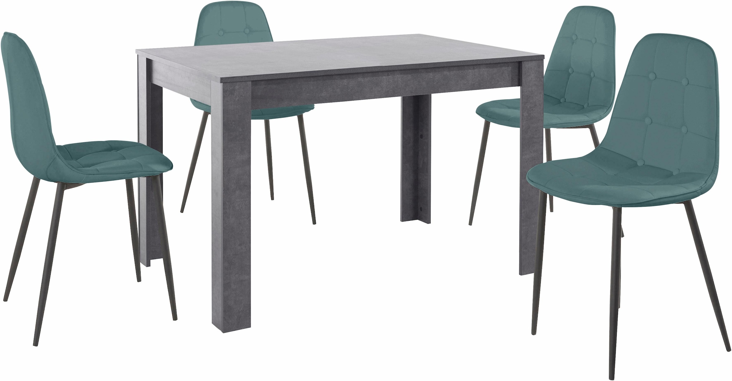 GOODproduct Ensemble de salle à manger Set, 5 cuis tlg. mit Esstisch 120 cm breit