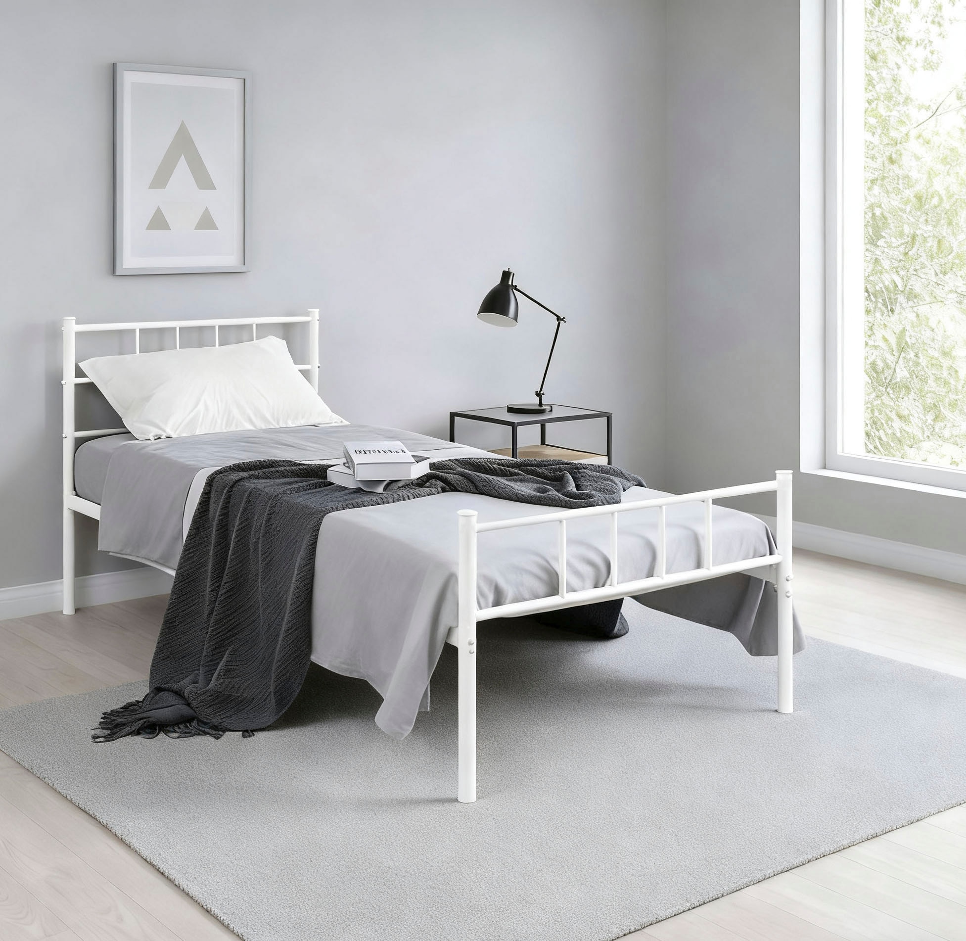 GOODproduct Metallbett »Amrum Bett Bettgestell Bettrahmen Einzelbett Doppelbett Stahlbett« 2m Länge und in 4 Breiten wählbar - 90, 140, 160, 180 cm,  Schlafzimmerbett inkl. 26 Lattenroste zum Schutz der Matratze