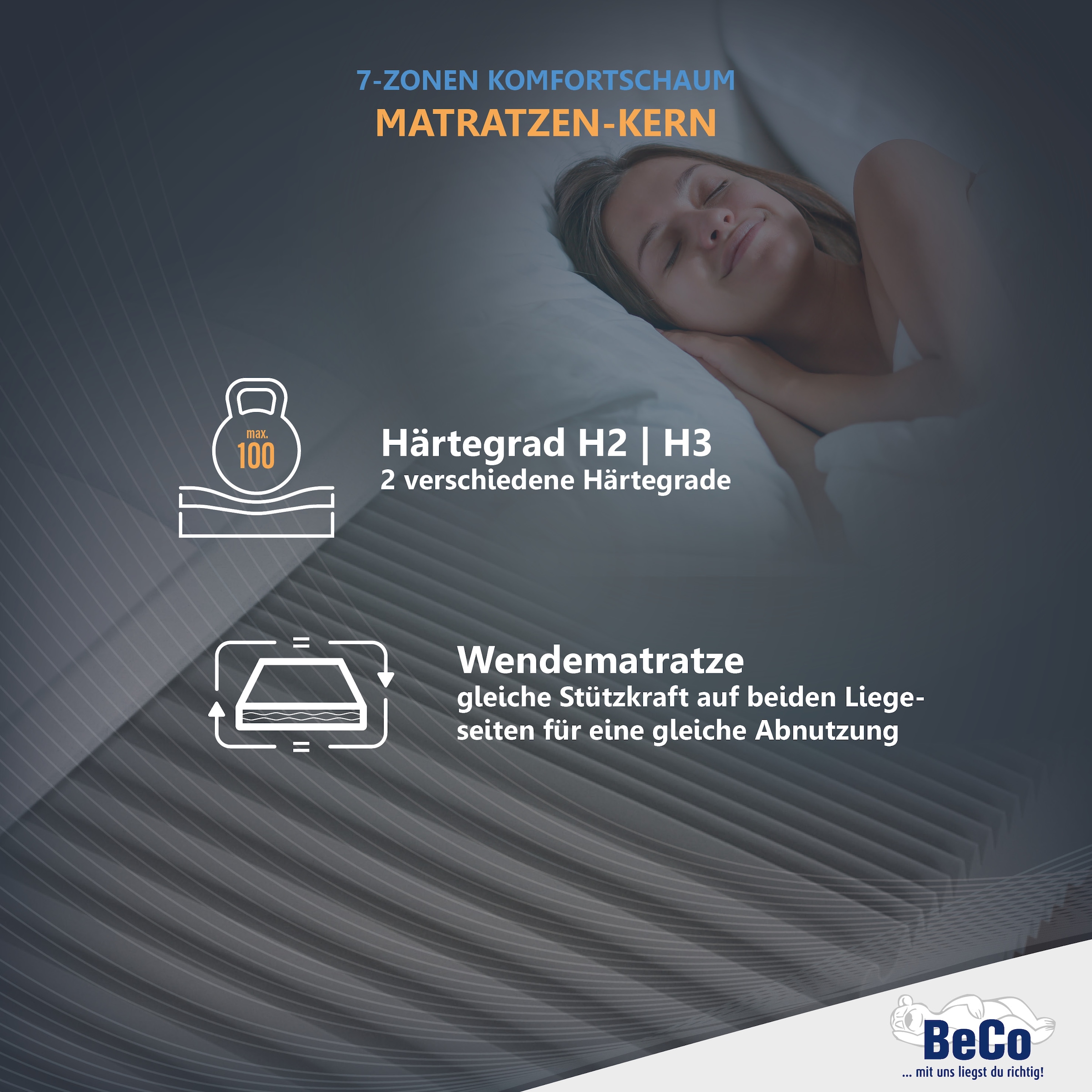 Beco Matelas mousse confort »Matratze Dream Flex, 7-Zonen-Komfortschaummatratze, diverse Grössen« 18 cm hoch Raumgewicht: 28 kg/m³ 1 cuis tlg. Note 1,3 TRÈS BIEN*, revêtement en microfibre fin et hygiénique