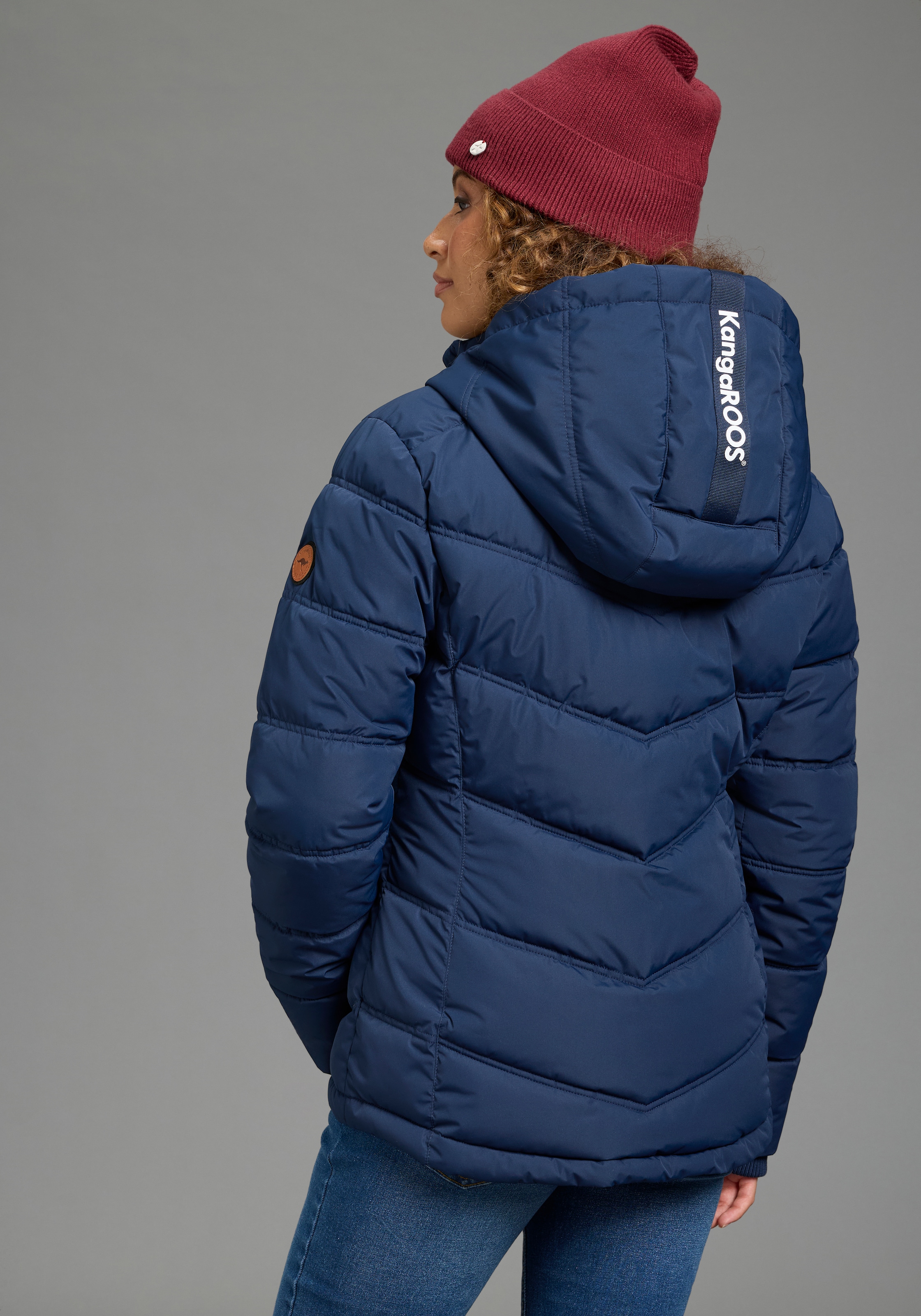 KangaROOS Veste d'hiver avec capuche avec capuche et cordon de serrage, poches zippées et poche intérieure,