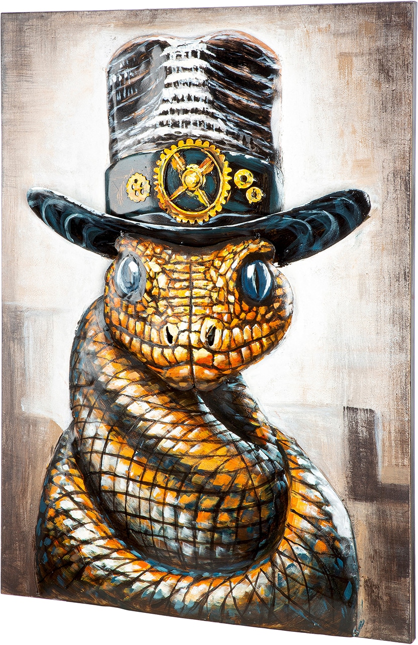 GILDE Tableau métallique »Bild rechteckig Snake with attitude  braun« Animaux 1 cuis tlg. Image de serpent motif animal design extravagant pièce maîtresse accroche-regard