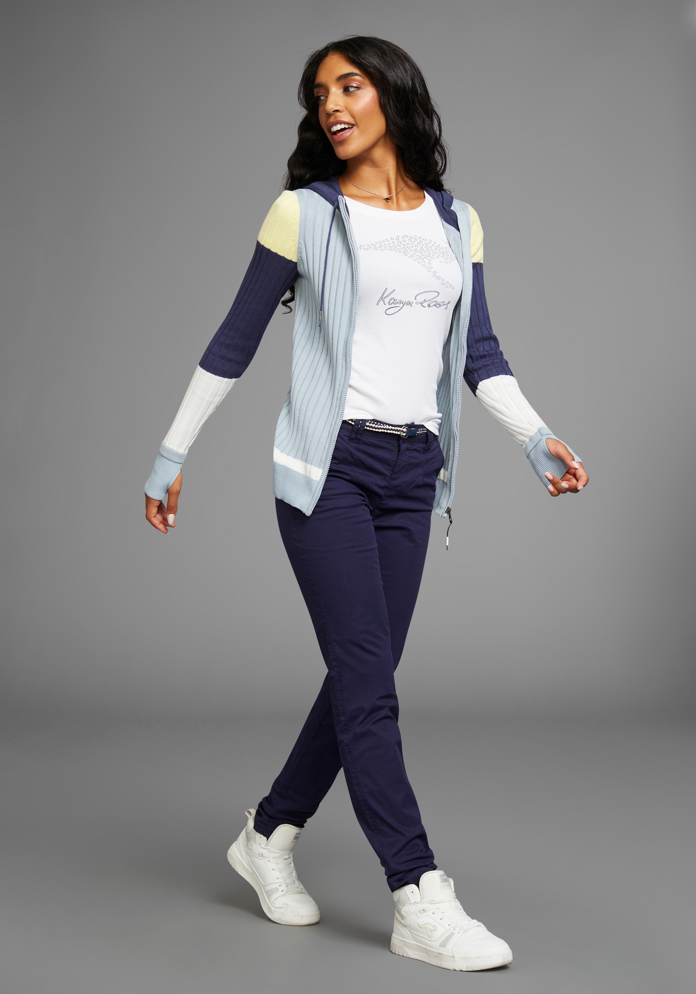 KangaROOS Cardigan à capuche mit Colorblock, grosse Grössen