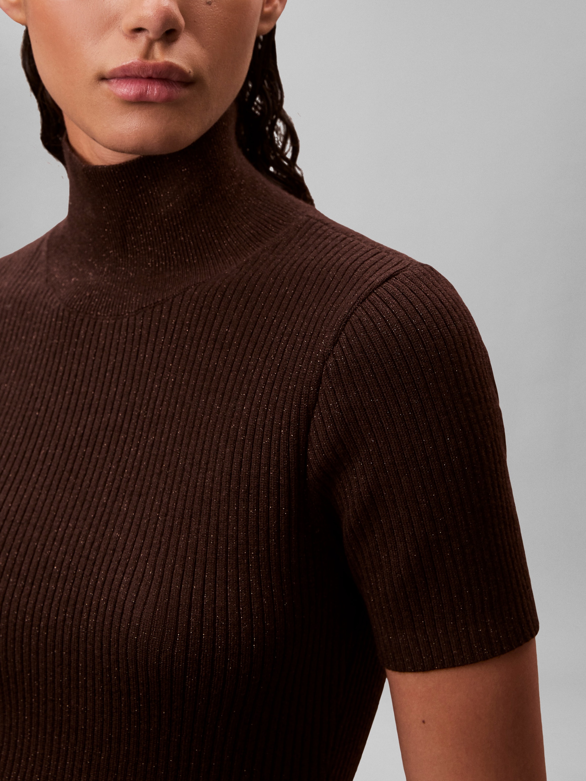 Calvin Klein Jeans Minikleid Ohne Tasche Figurbetonte Passform mit Stehkragen