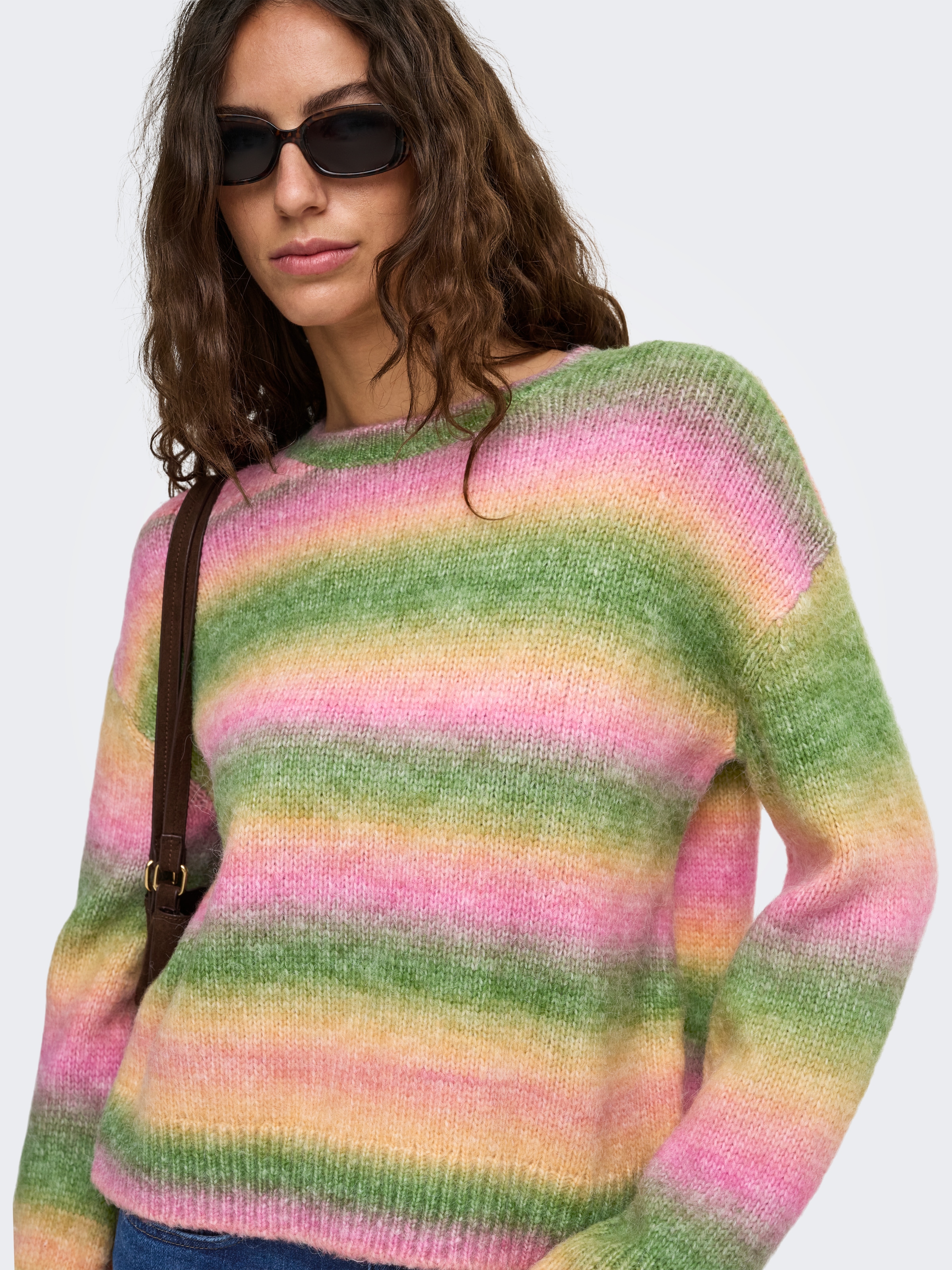 ONLY Pull en tricot »ONLDUBLIN LS SPACE DYE O-NECK KNT« Materialmix, regular fit, Strickmuster