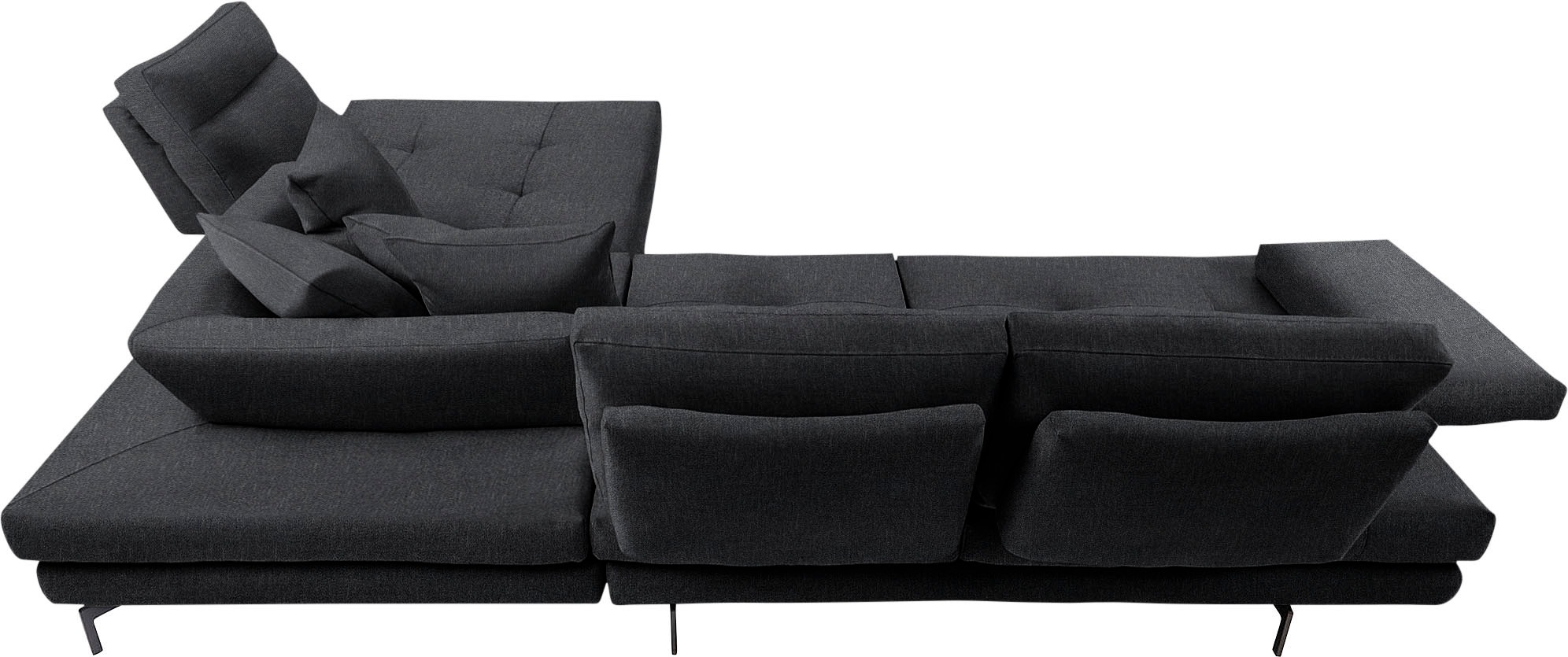 CALIA ITALIA Ecksofa »Toby Wing, Komfortsofa mit Sitzkomfort der Extraklasse, L-Form« Sitztiefenverstellung, wahlw. mit Kissen-Set,Füsse schwarz matt