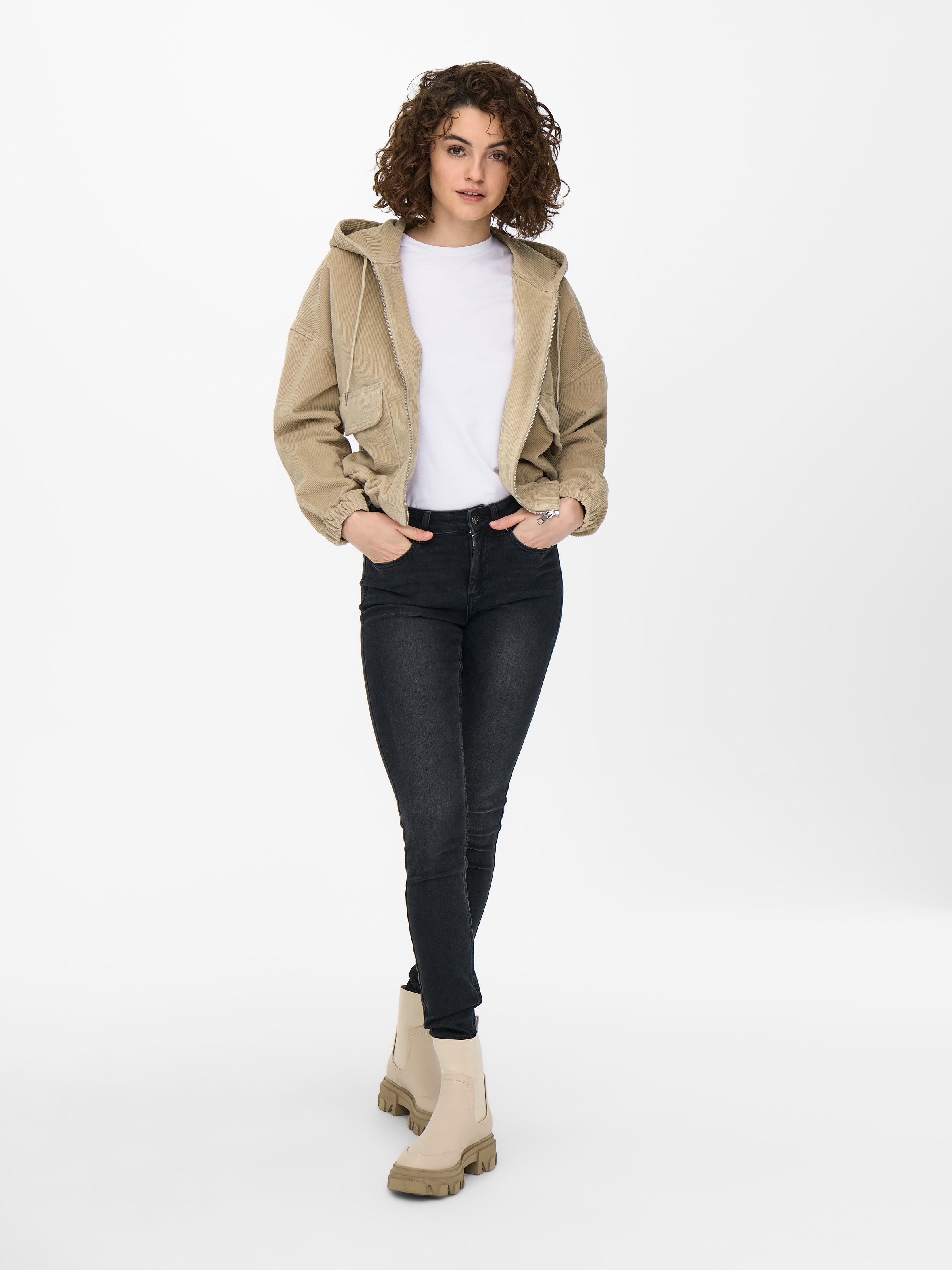 ONLY Cordjacke »ONLKENZIE L/S CORD JACKET PNT NOOS« mit Kapuze Baumwollmischung, Kapuze mit Kordelzug
