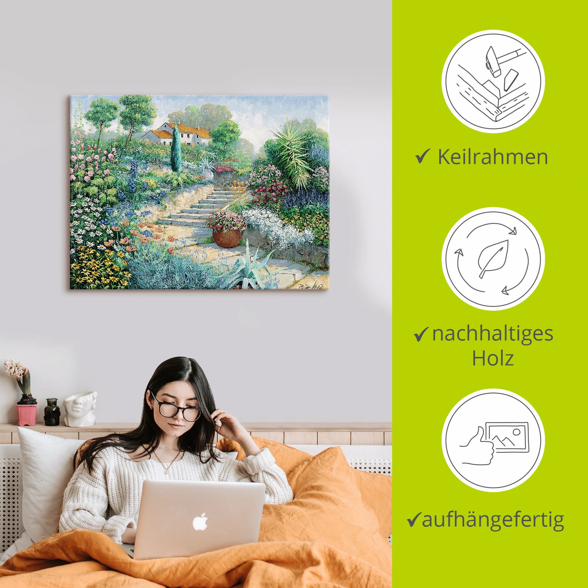 Artland Leinwandbild »Überall Blumen« Garten 1 Stk. tlg. auf Holzrahmen gespannt