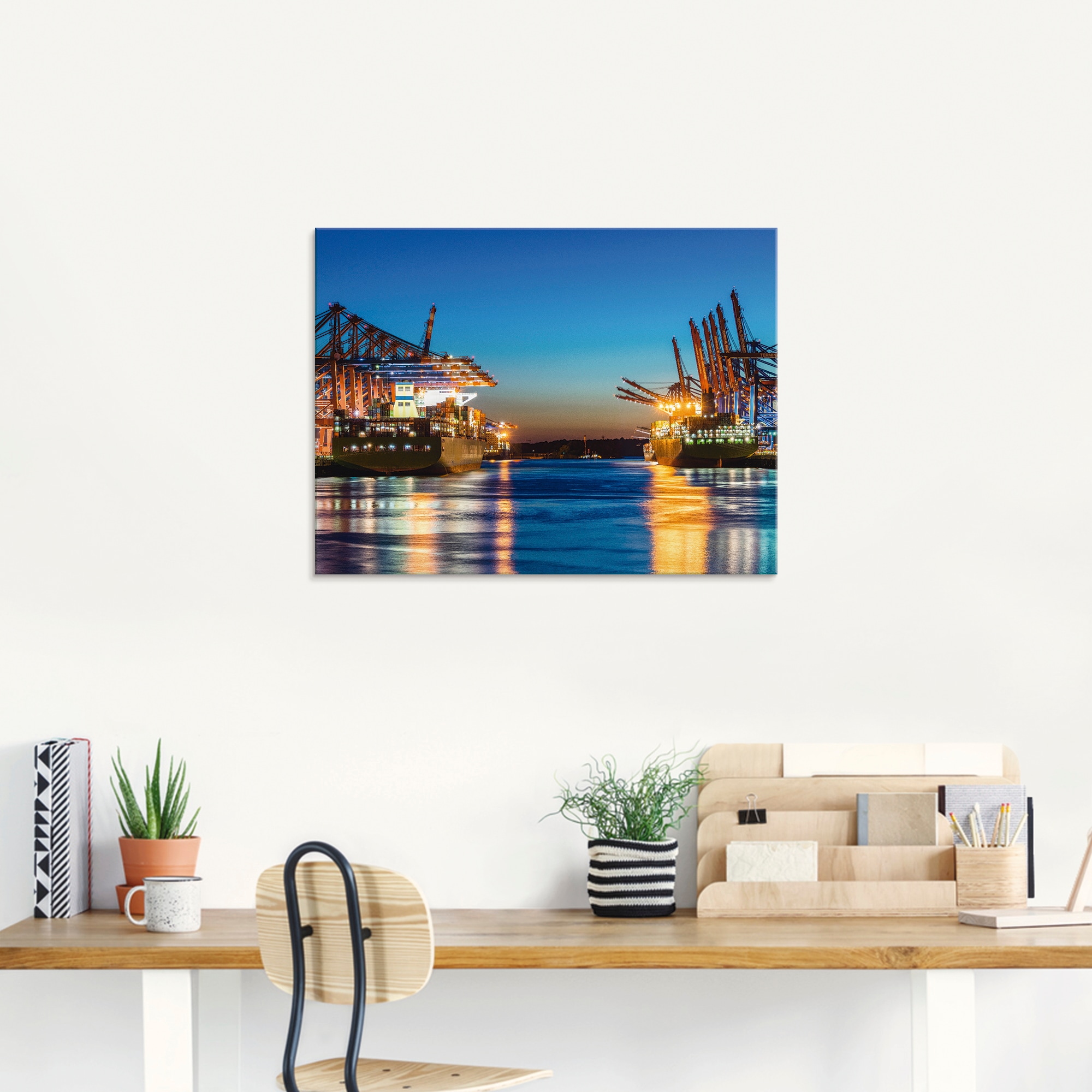 Artland Tableau en verre »Hamburg Hafen am Abend 2« 1 cuis tlg. in verschiedenen Grössen