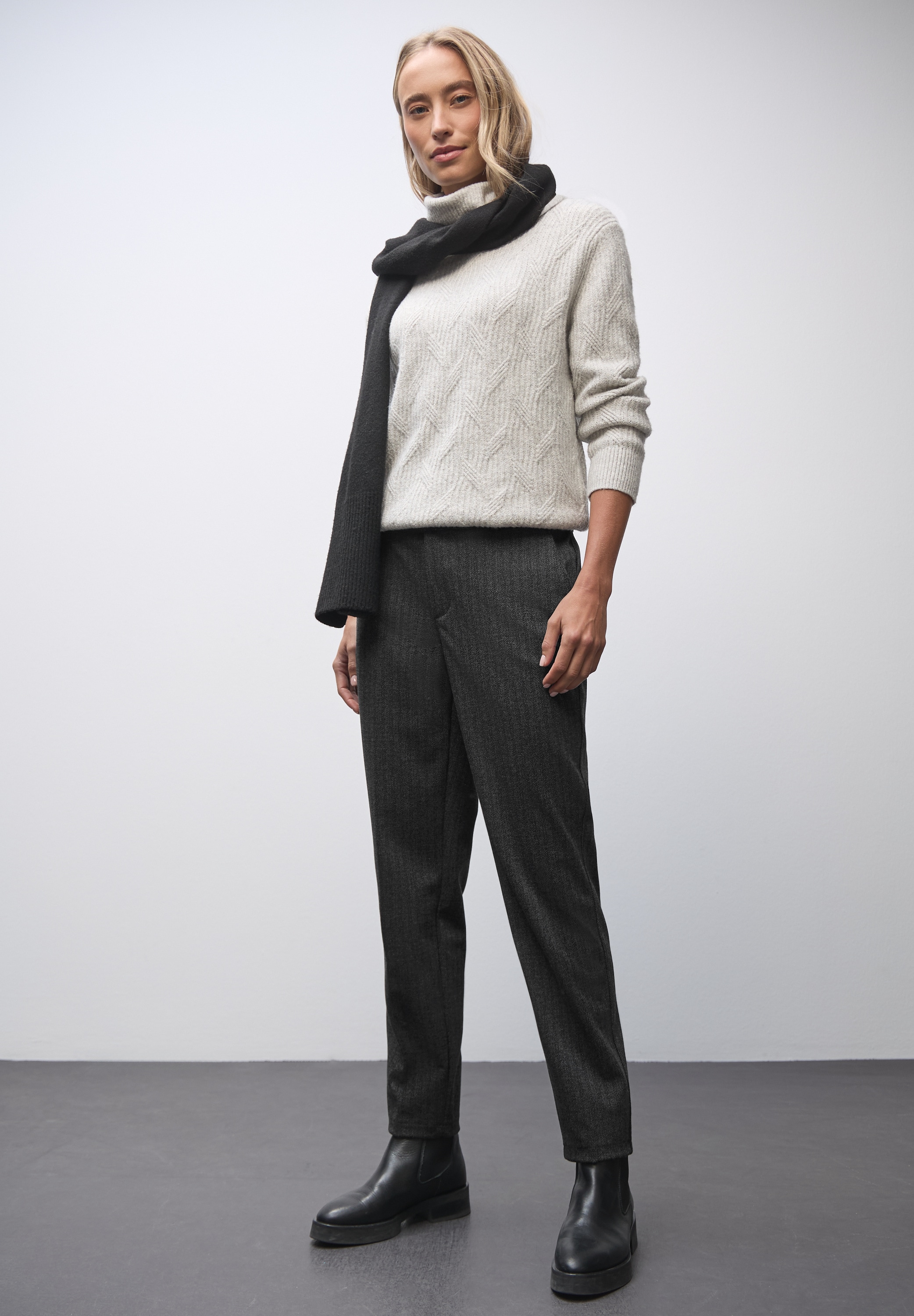 STREET ONE Pantalon tissé  mit Fischgrät-Muster