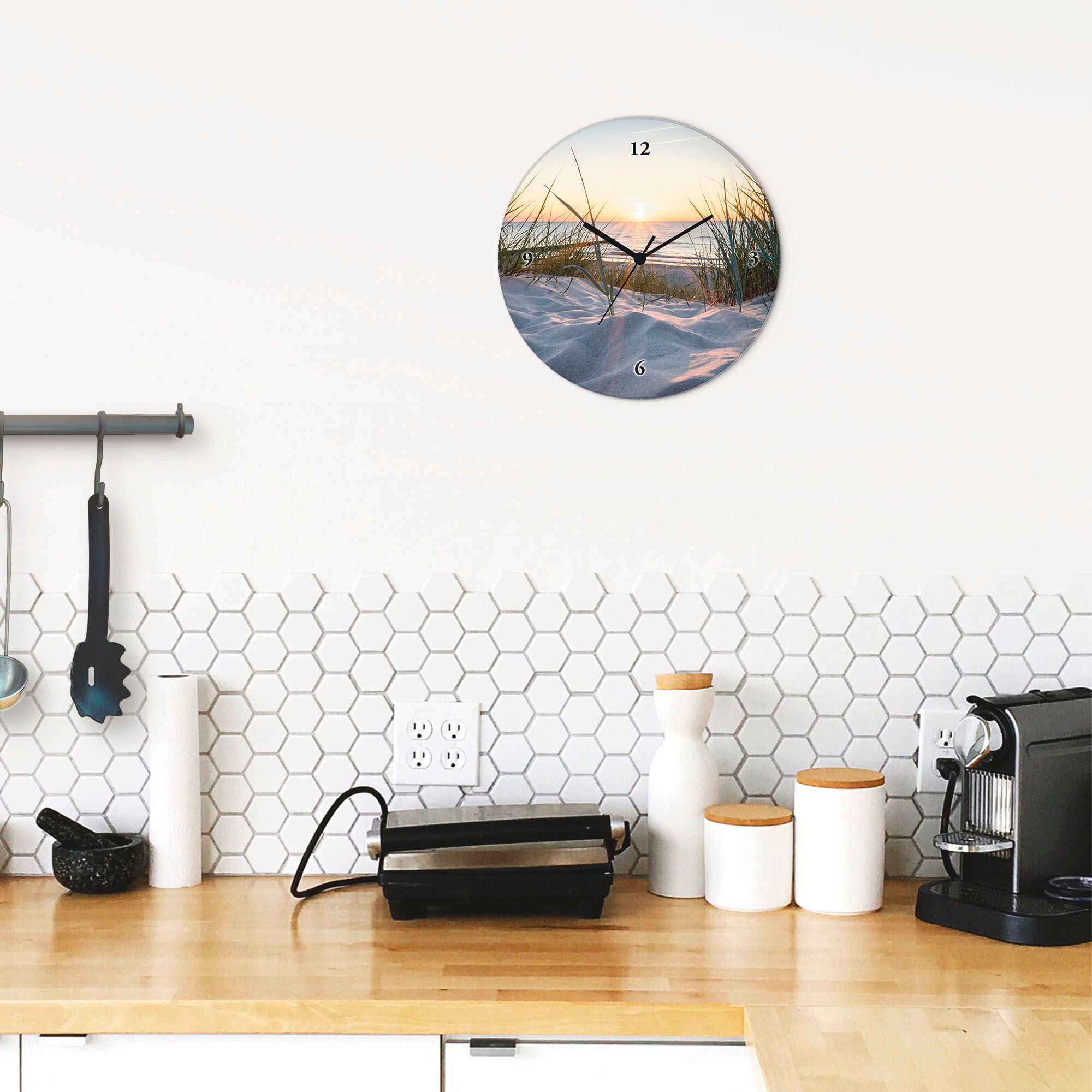 Artland Wanduhr »Ostseestrand« wahlweise mit  Quarz- oder Funkuhrwerk, lautlos ohne Tickgeräusche
