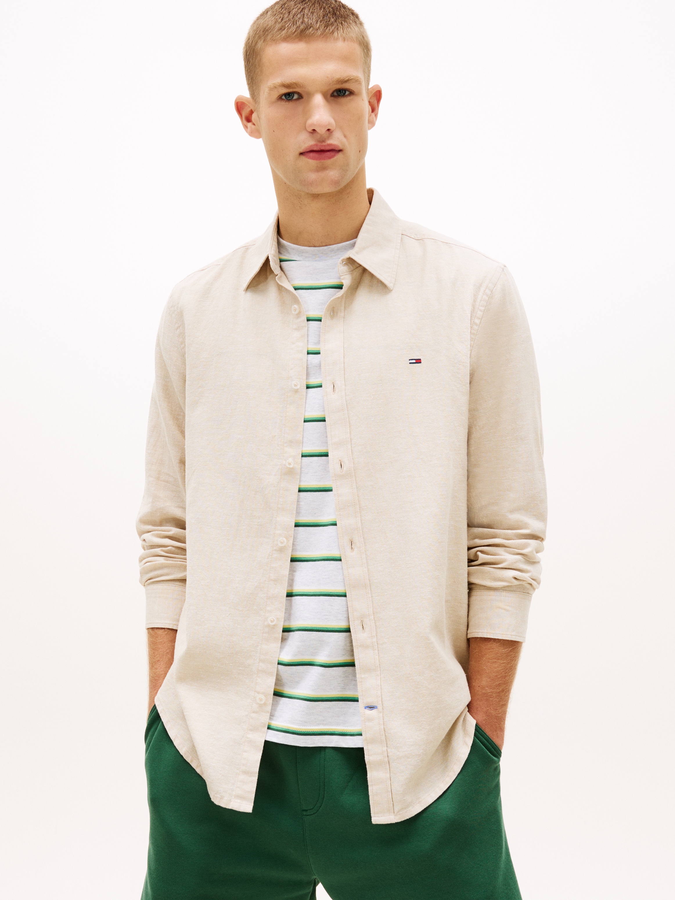 Tommy Jeans Langarmhemd »TJM REGULAR FIT LINEN BLEND«