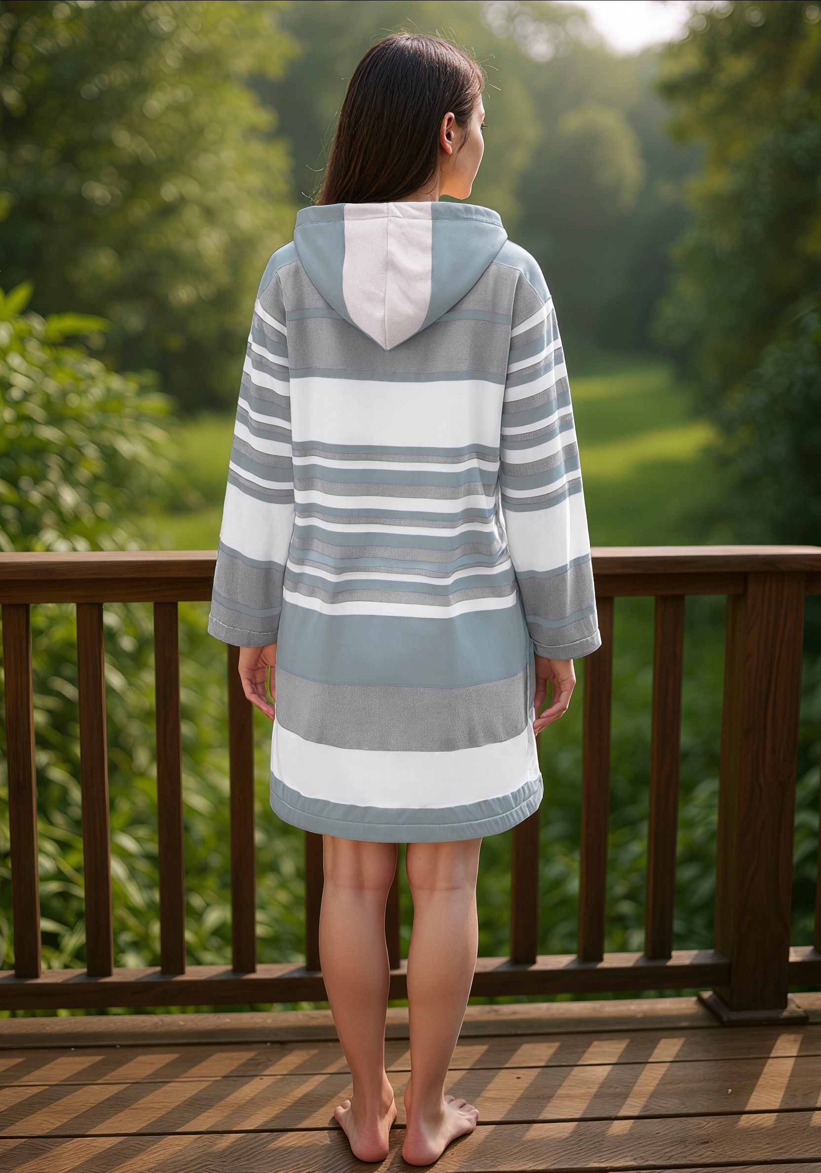 my home Bademantel »Melli, ideal für Sauna & Spa, Hotelbademantel, Morgenmantel« 1 Stk. tlg., Damenbademantel, Baumwolle, Polyester, gestreift